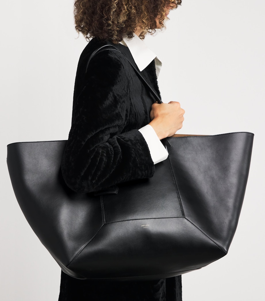 Diamond Large Leather Tote Bag BLACK Image 2