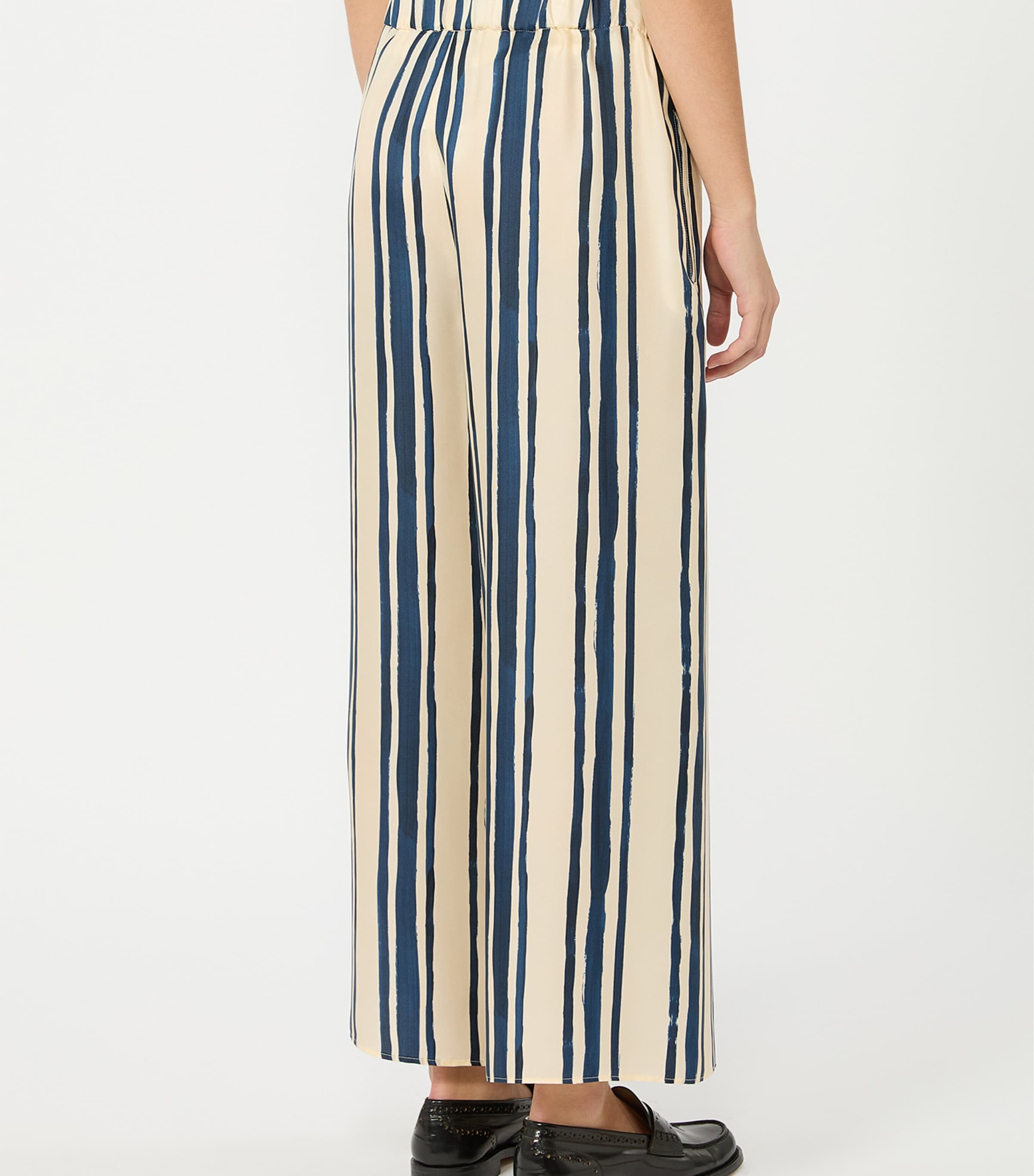 Weekend Max Mara Womens Silk Wide-Leg Trousers Navy Image 3