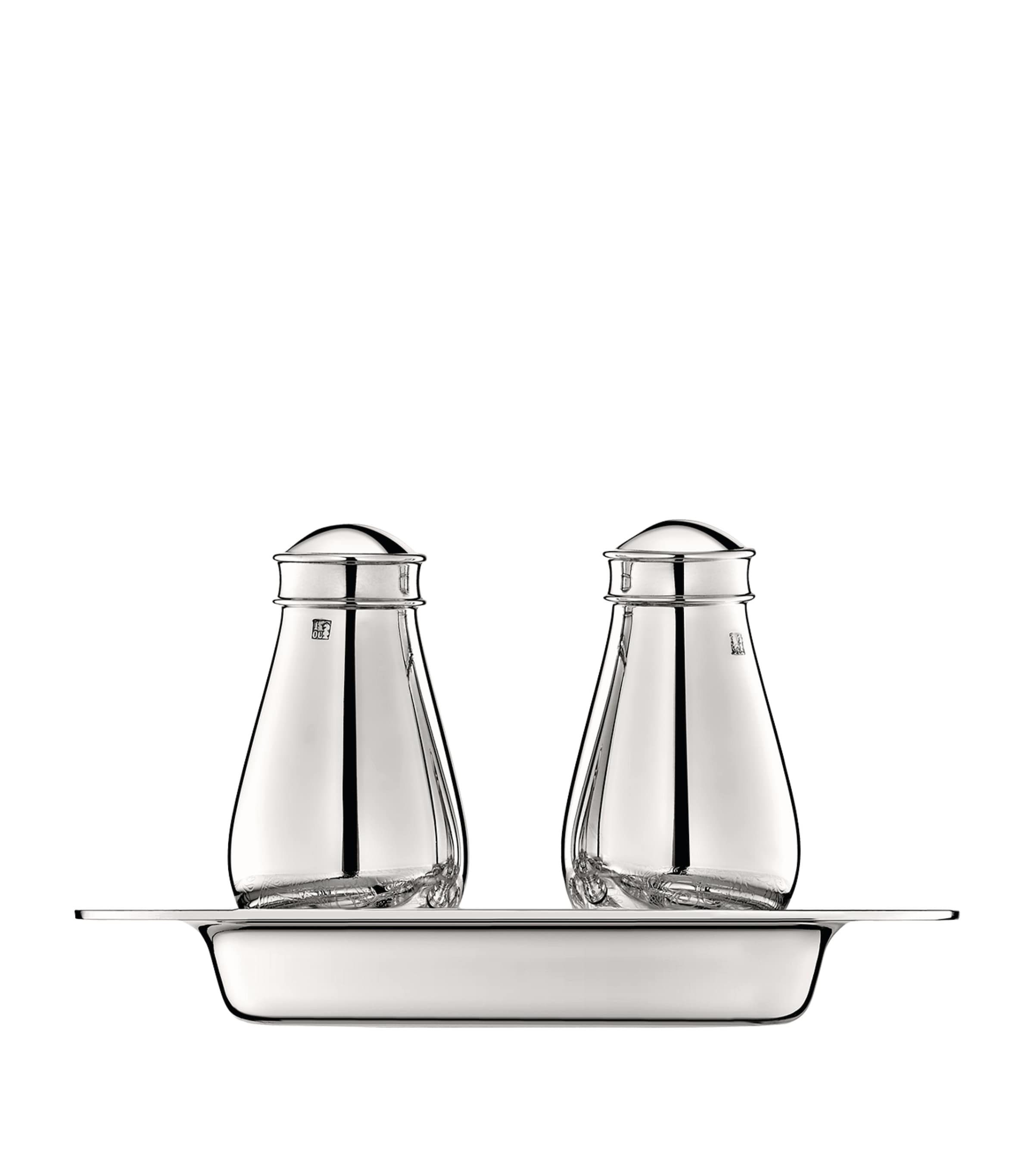 Christofle Silver-plated Jardin D'eden Salt And Pepper Shakers With Tray In Silver