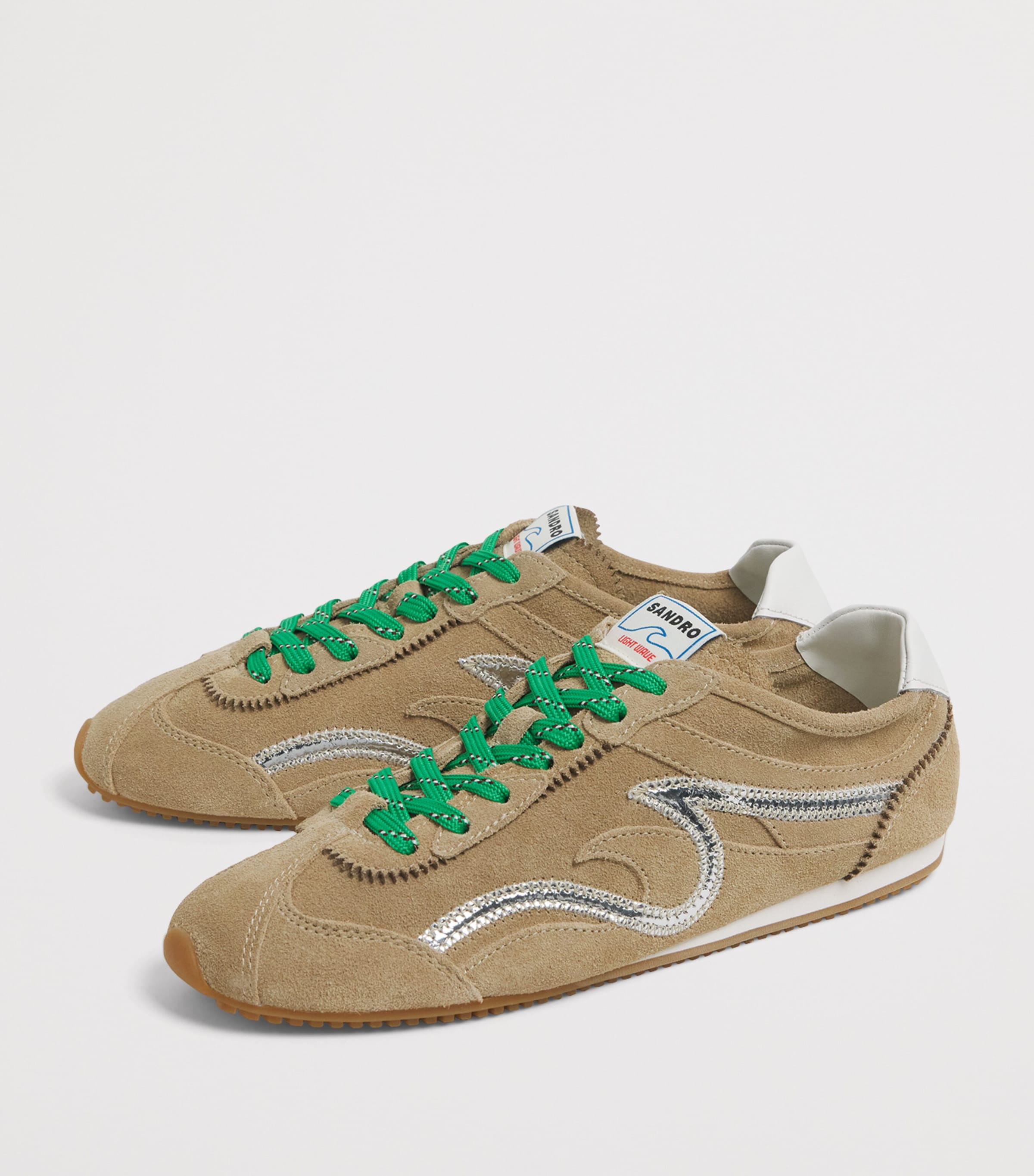 Sandro Paris Suede Light Wave Sneakers Beige Image 3