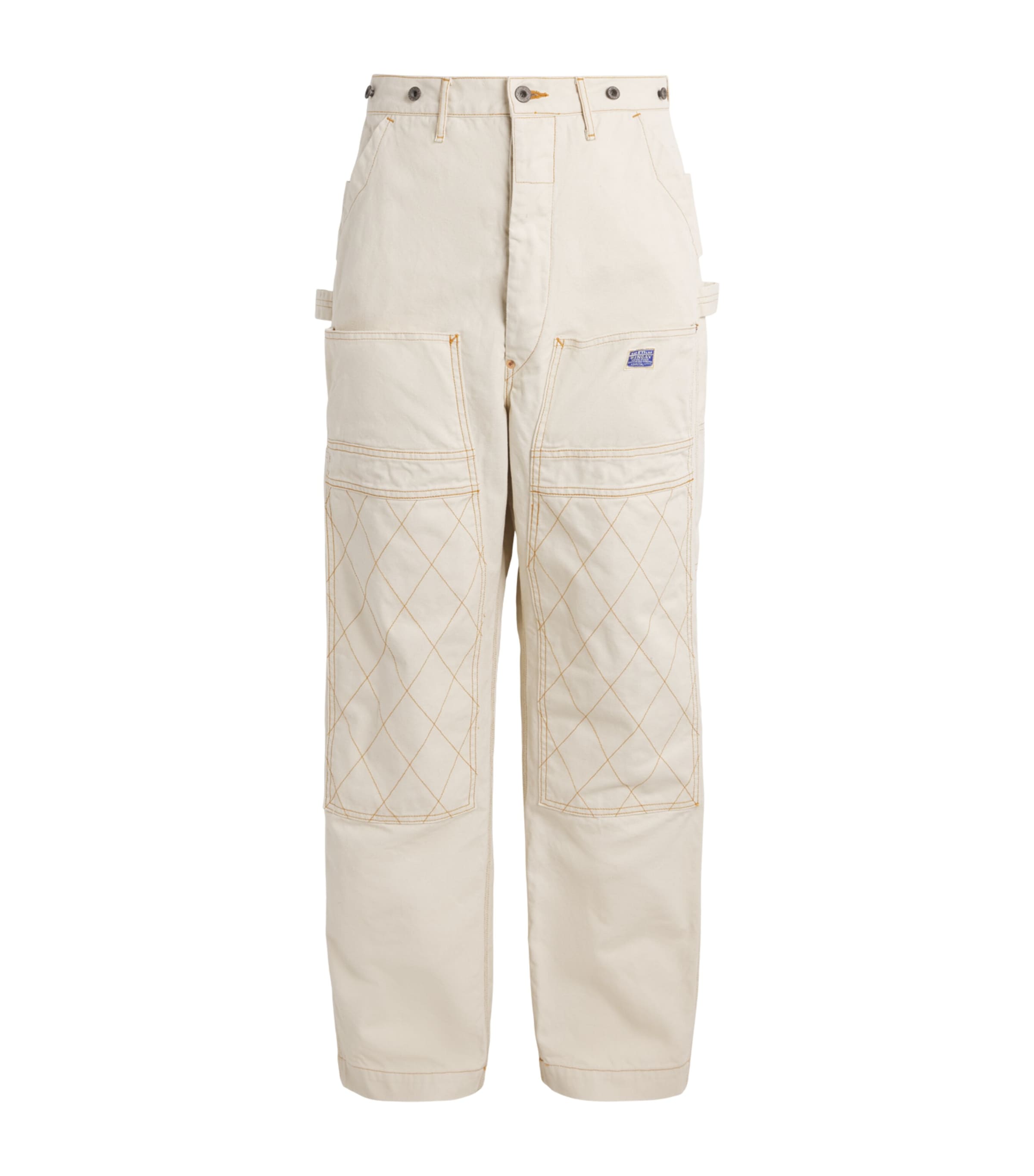 Kapital Mens Canvas Lumber Straight Trousers Ecru Image 1