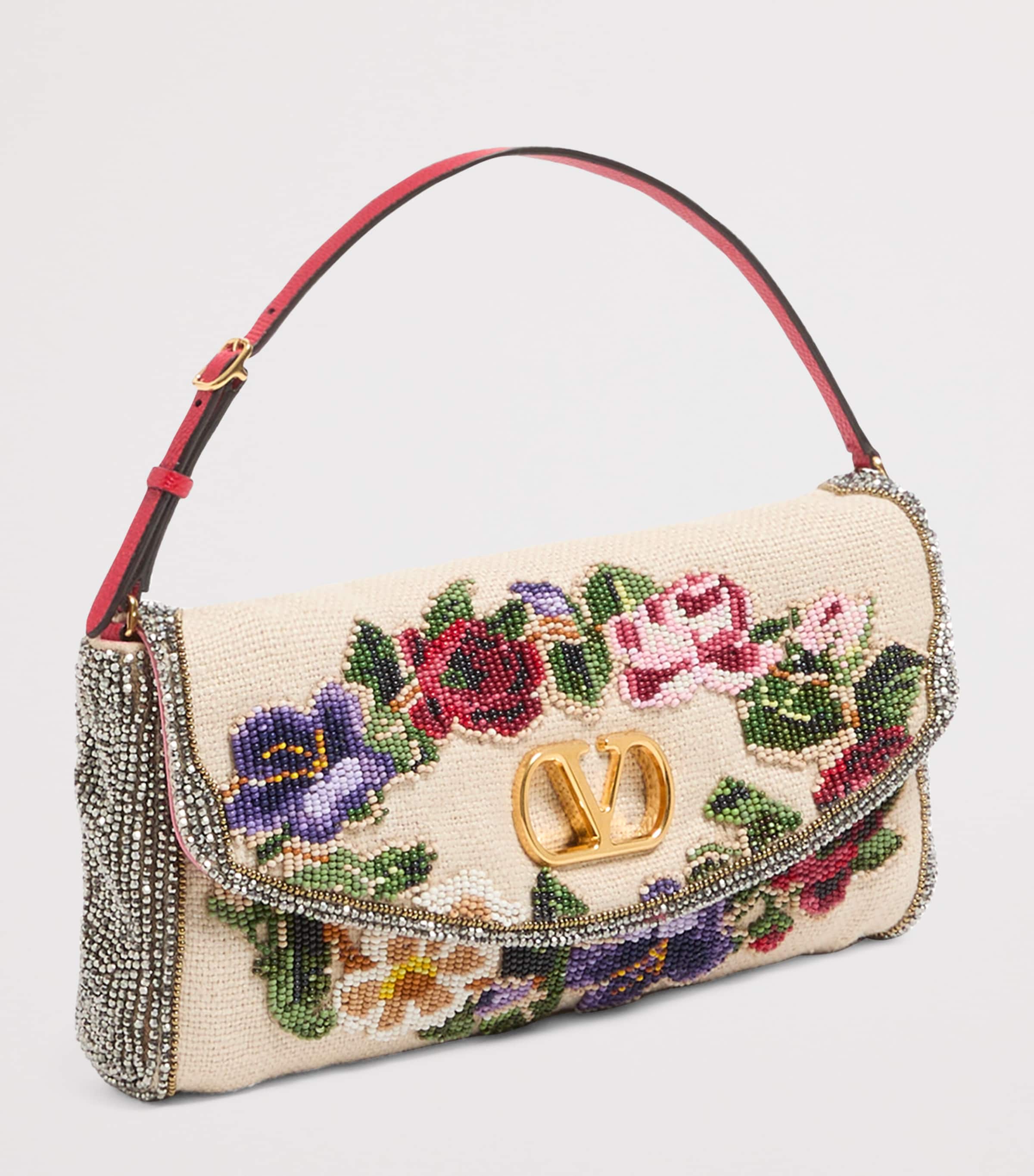 Linen Beaded Vain Soft Clutch Bag Z26 Image 4