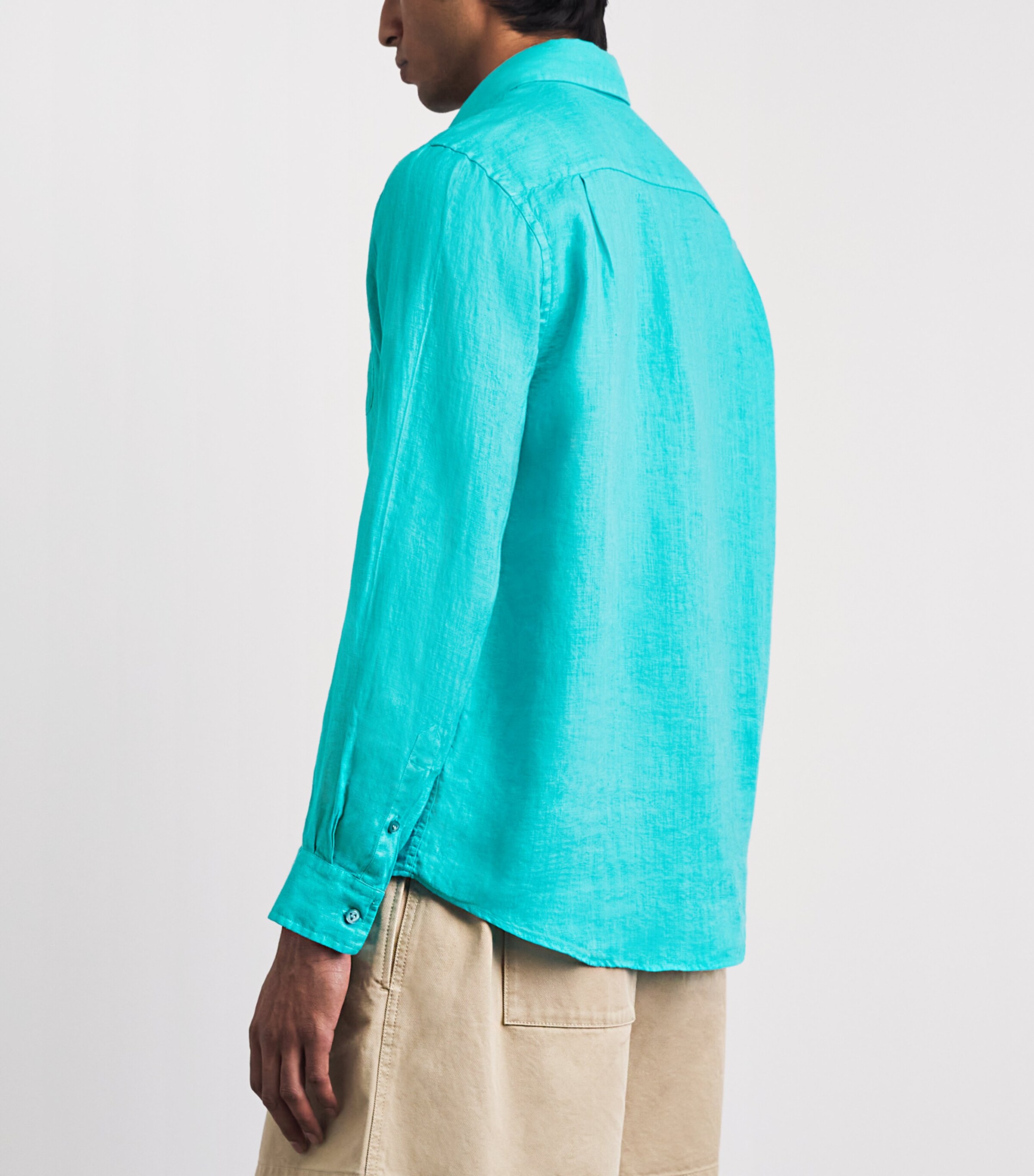 Vilebrequin Mens Linen Caroubis Shirt Vert Disco Image 5