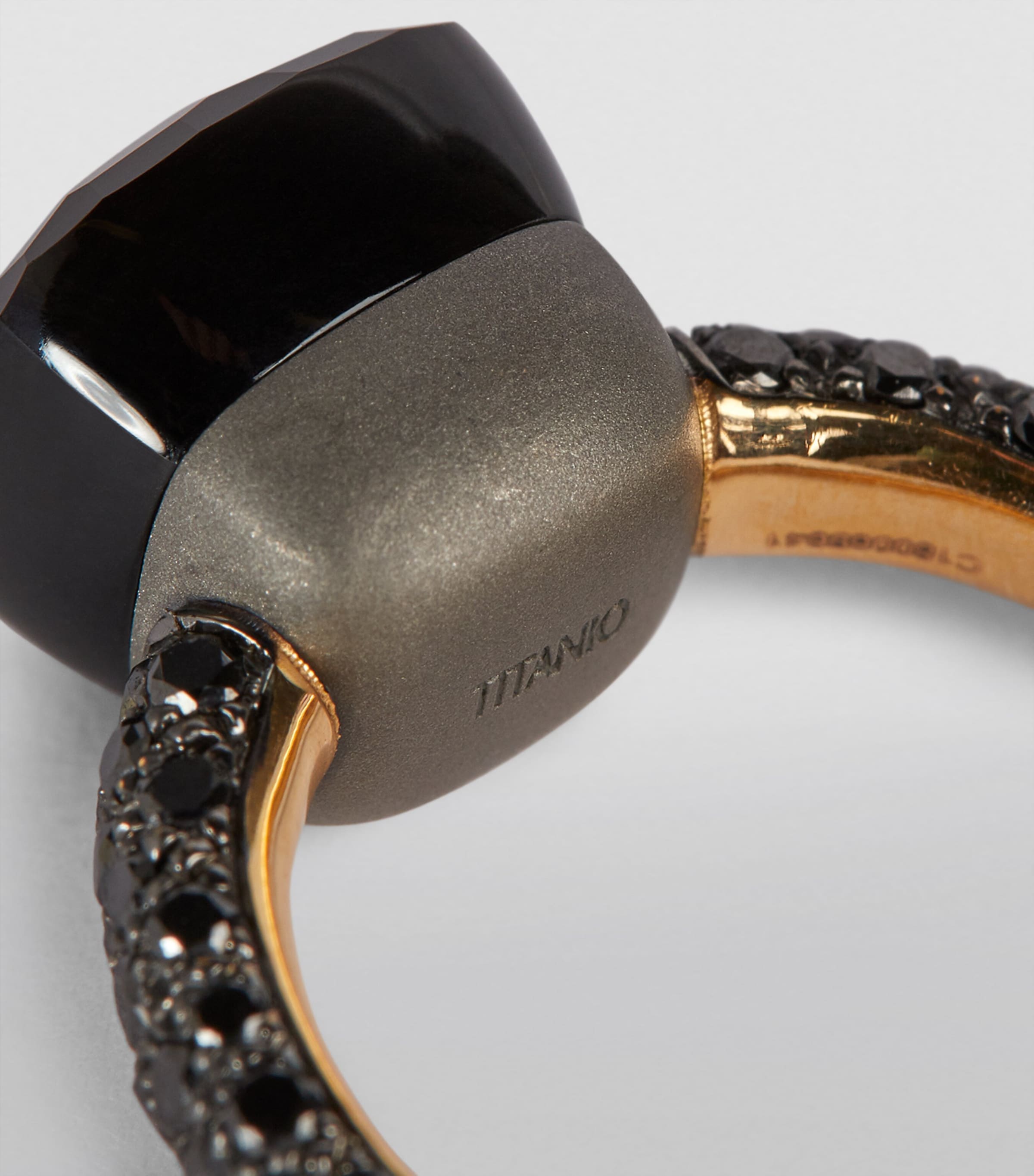 Rose Gold, Titanium, Black Diamond and Obsidian Nudo Ring DBKOS Image 6
