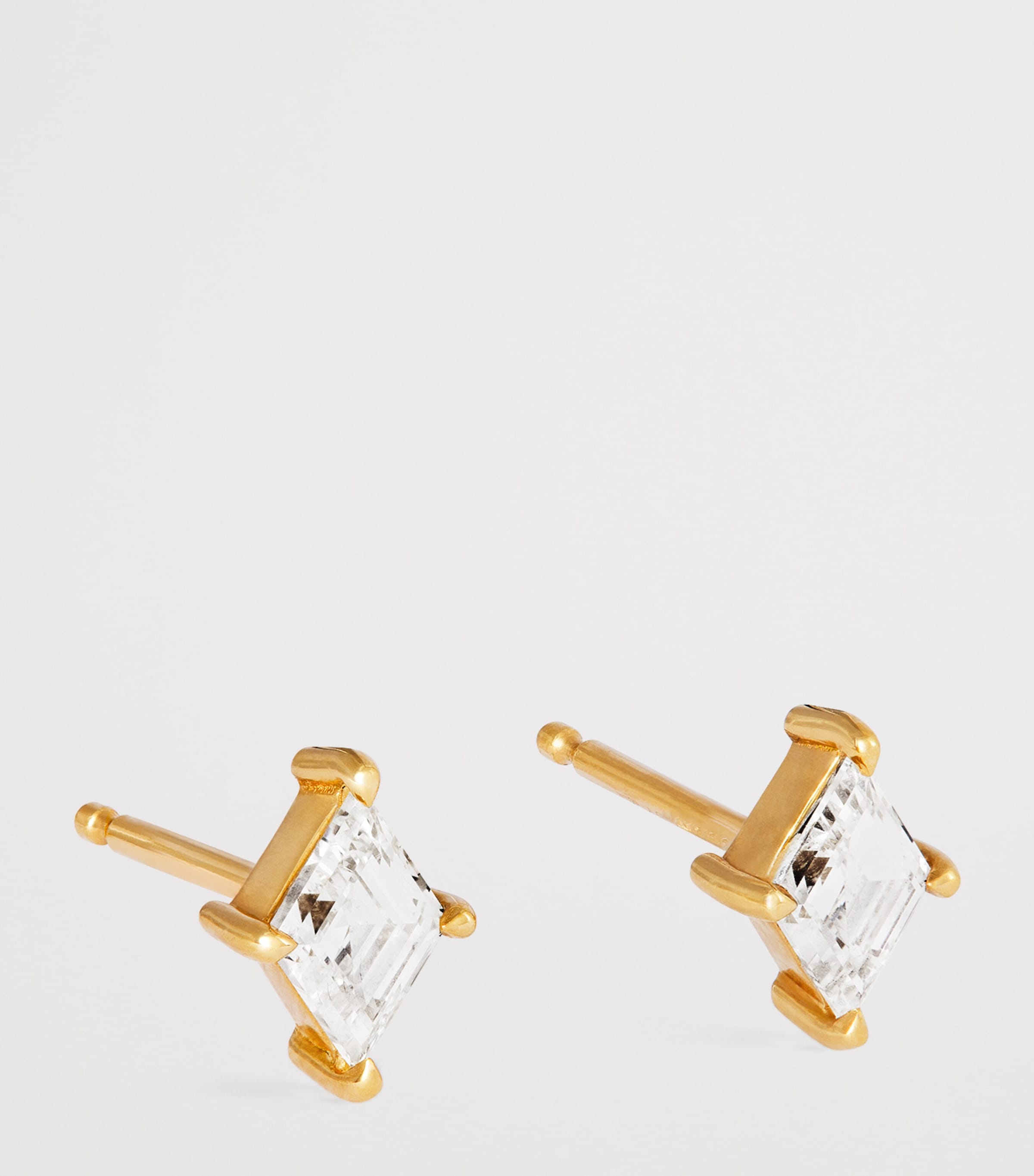 Yellow Gold and Diamond Lozenge Stud Earrings YELLOW GOLD Image 3
