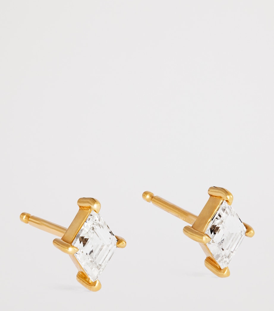 Yellow Gold and Diamond Lozenge Stud Earrings YELLOW GOLD Image 3