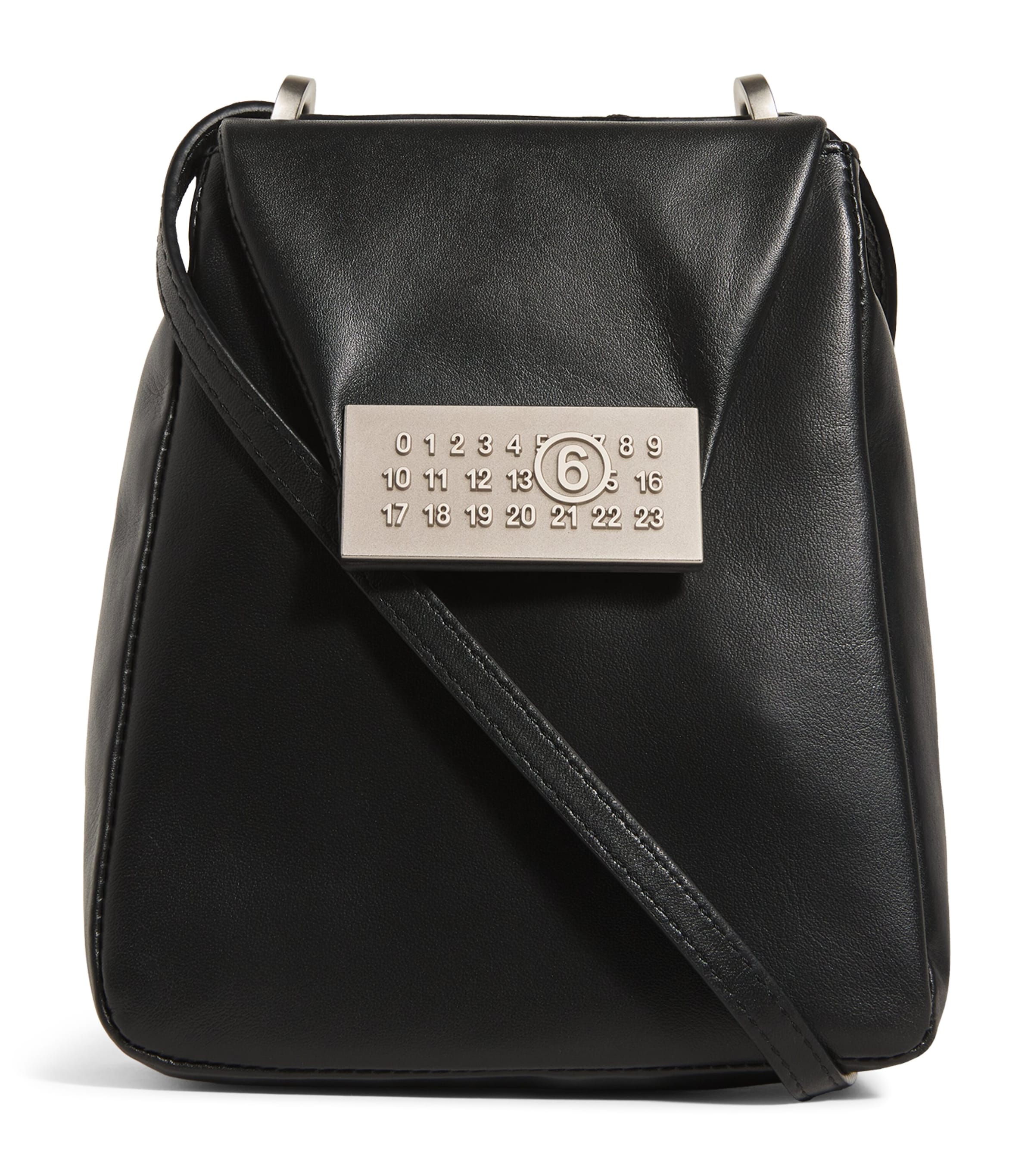 Mm6 Maison Margiela Small Leather Numeric Cross-body Bag In Black