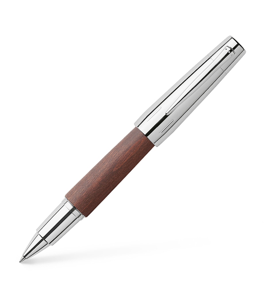 Faber-Castell E-Motion Pearwood Rollerball Pen Chrome/drk Brown Image 1