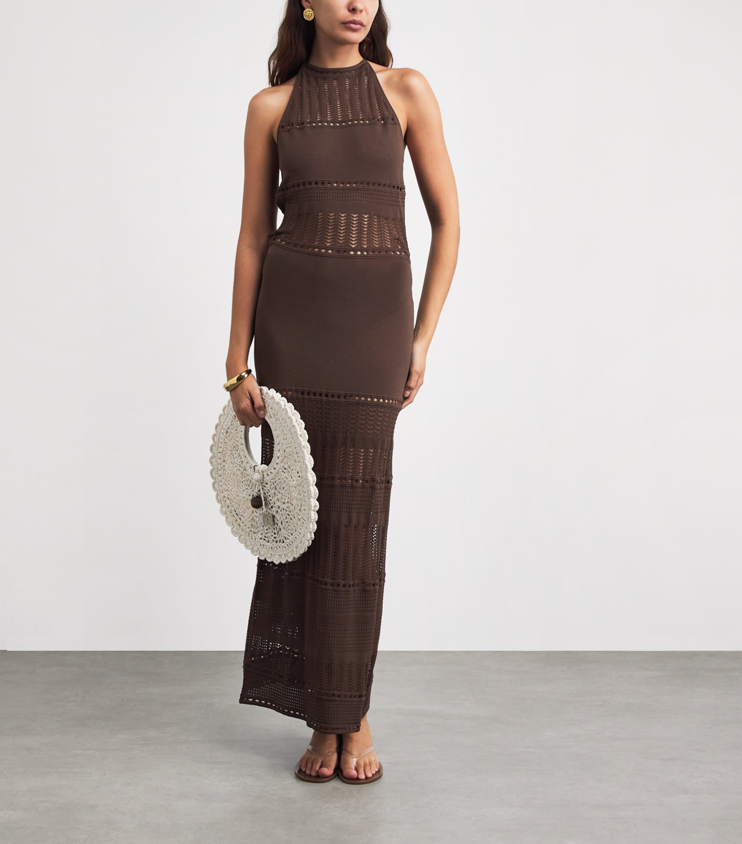 AWAY THAT DAY Womens Halterneck Zanzibar Maxi Dress Espresso Image 2