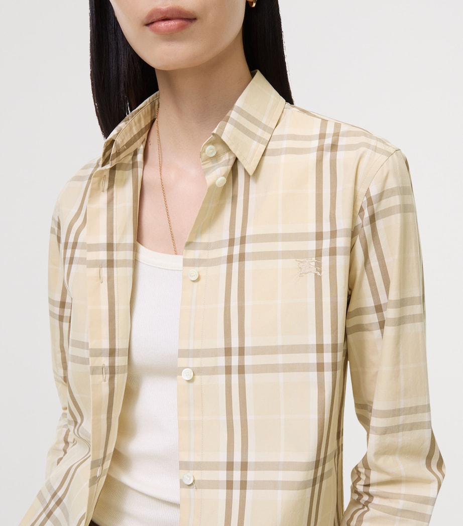 Burberry Womens Cotton Check Shirt Yarn Beige Ip Check Image 3