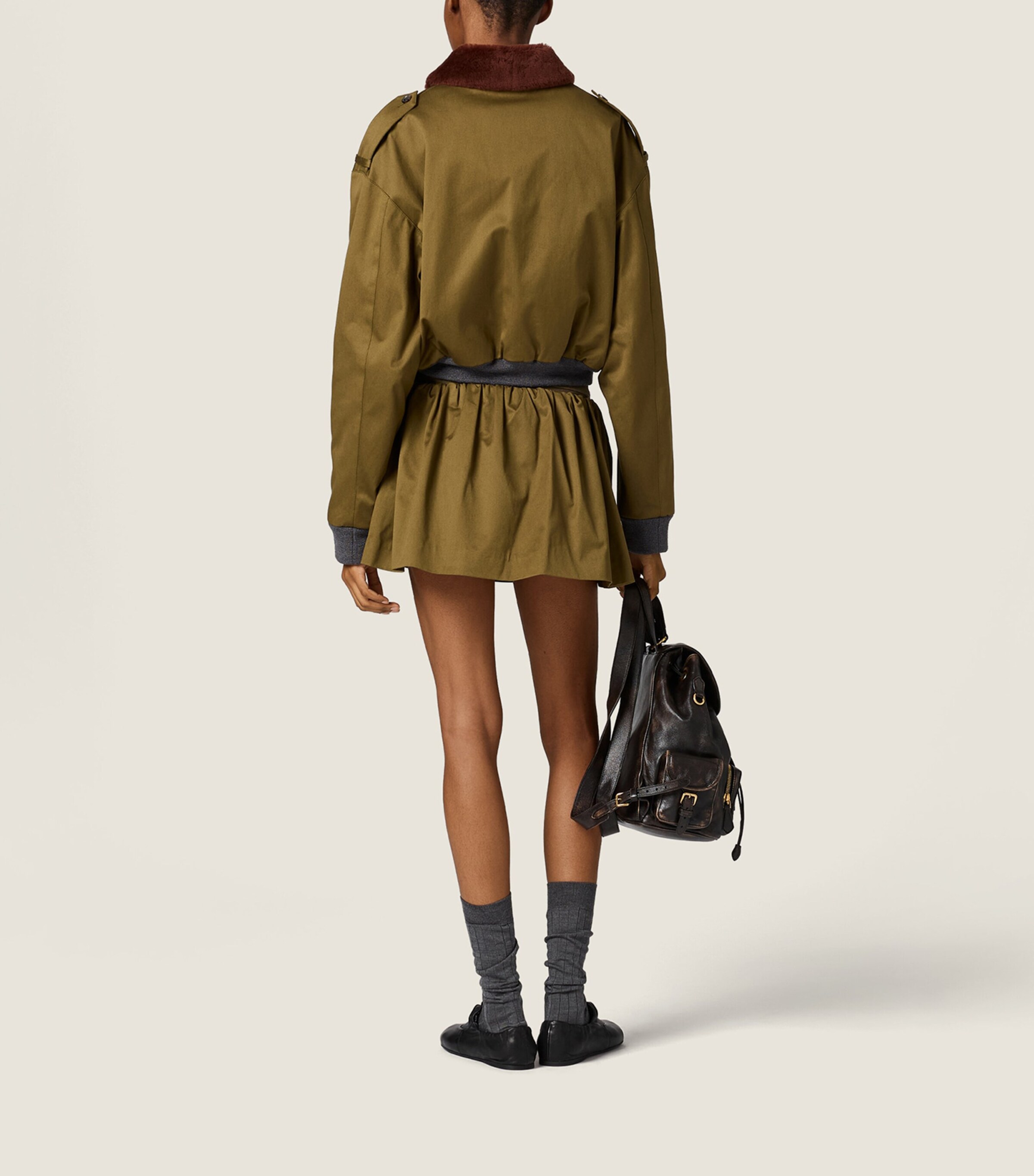Miu Miu Womens Cotton Satin Flared Mini Skirt Image 3