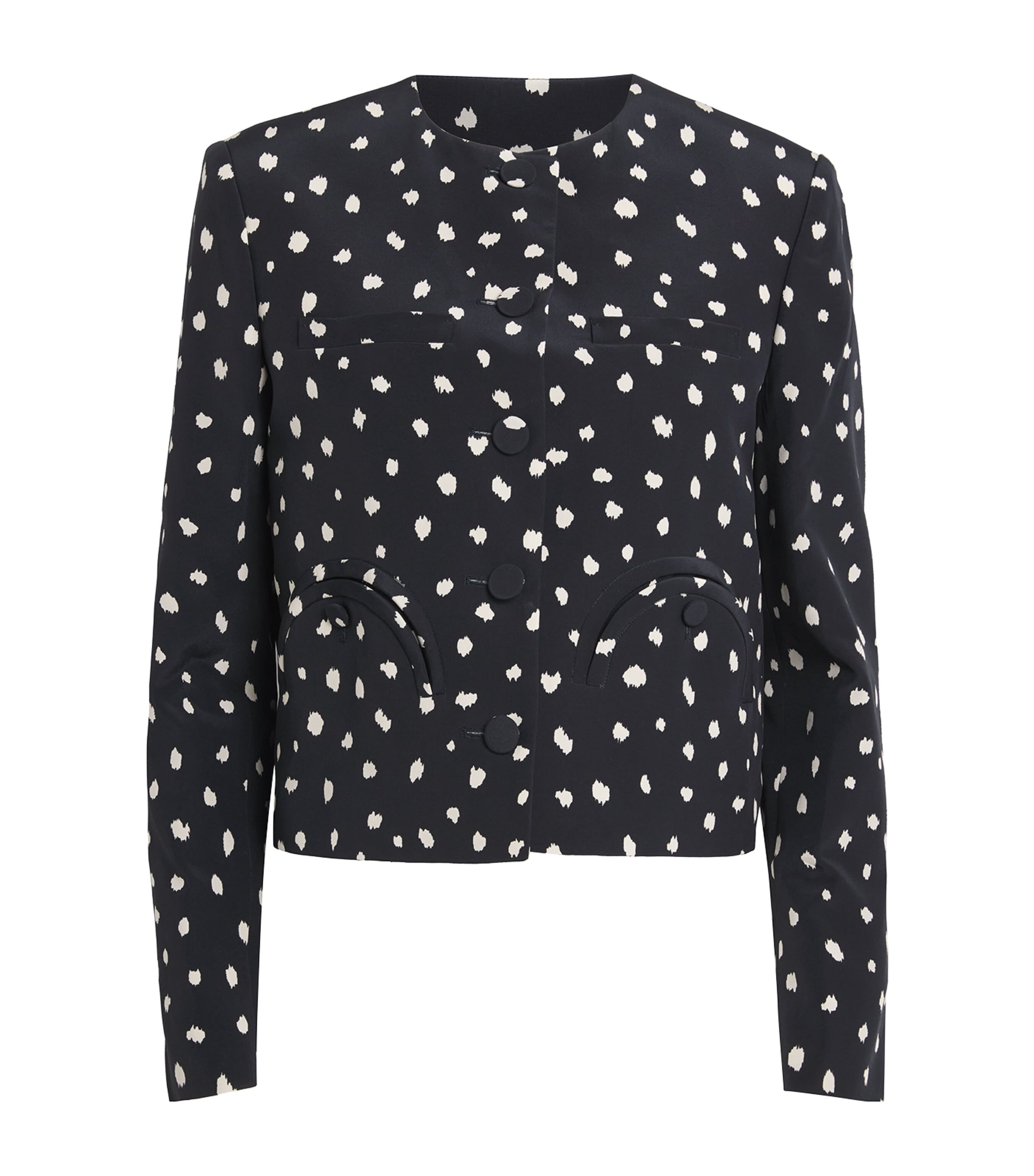 Blazé Milano Silk Mariquita Cropped Jacket In Black