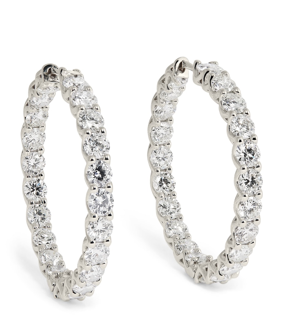 White Gold and Diamond Hoop Earrings (8.40ctw) WHITE GOLD Image 1