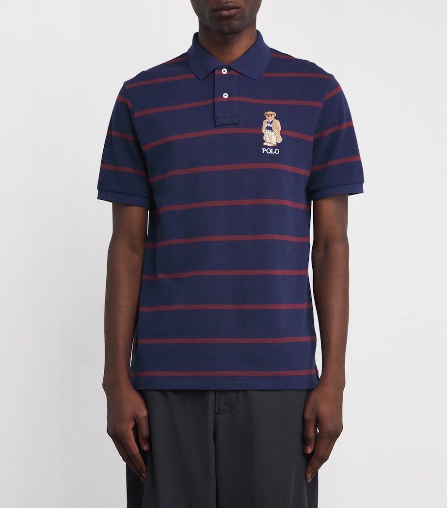 Striped Heritage Polo Bear Polo Shirt NAVY Image 3