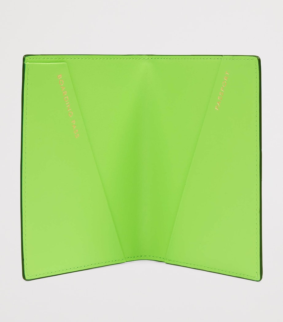 Leather Panama Passport Cover APPLE GREEN Image 2