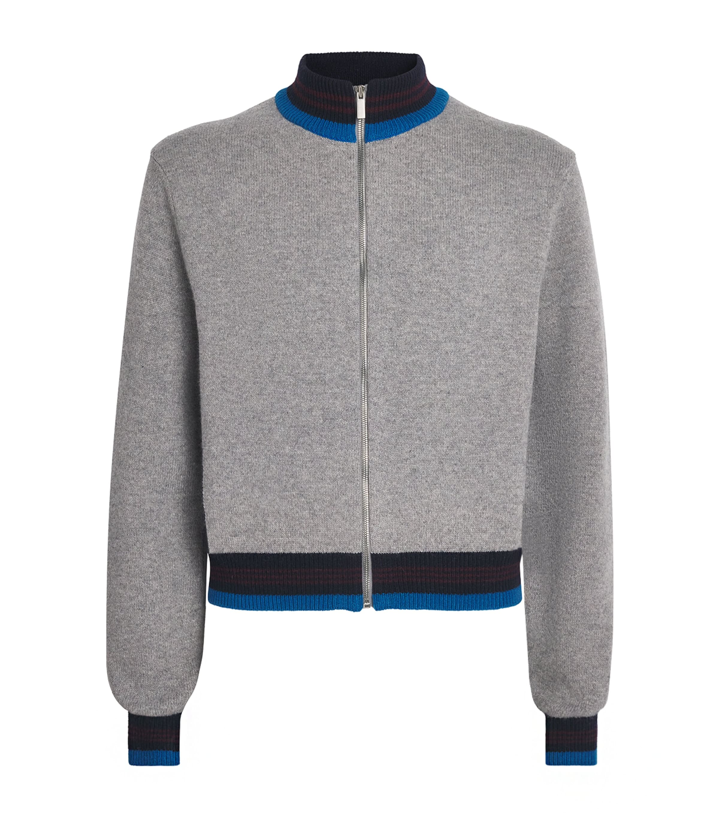 System Mens Wool-Cotton Zip-Up Cardigan Grey Image 1