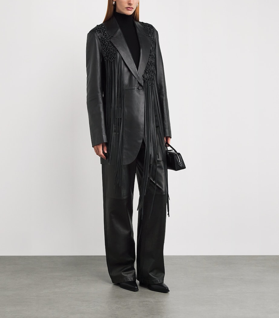 Lambskin Fringe Blazer 0001900 BLACK Image 2