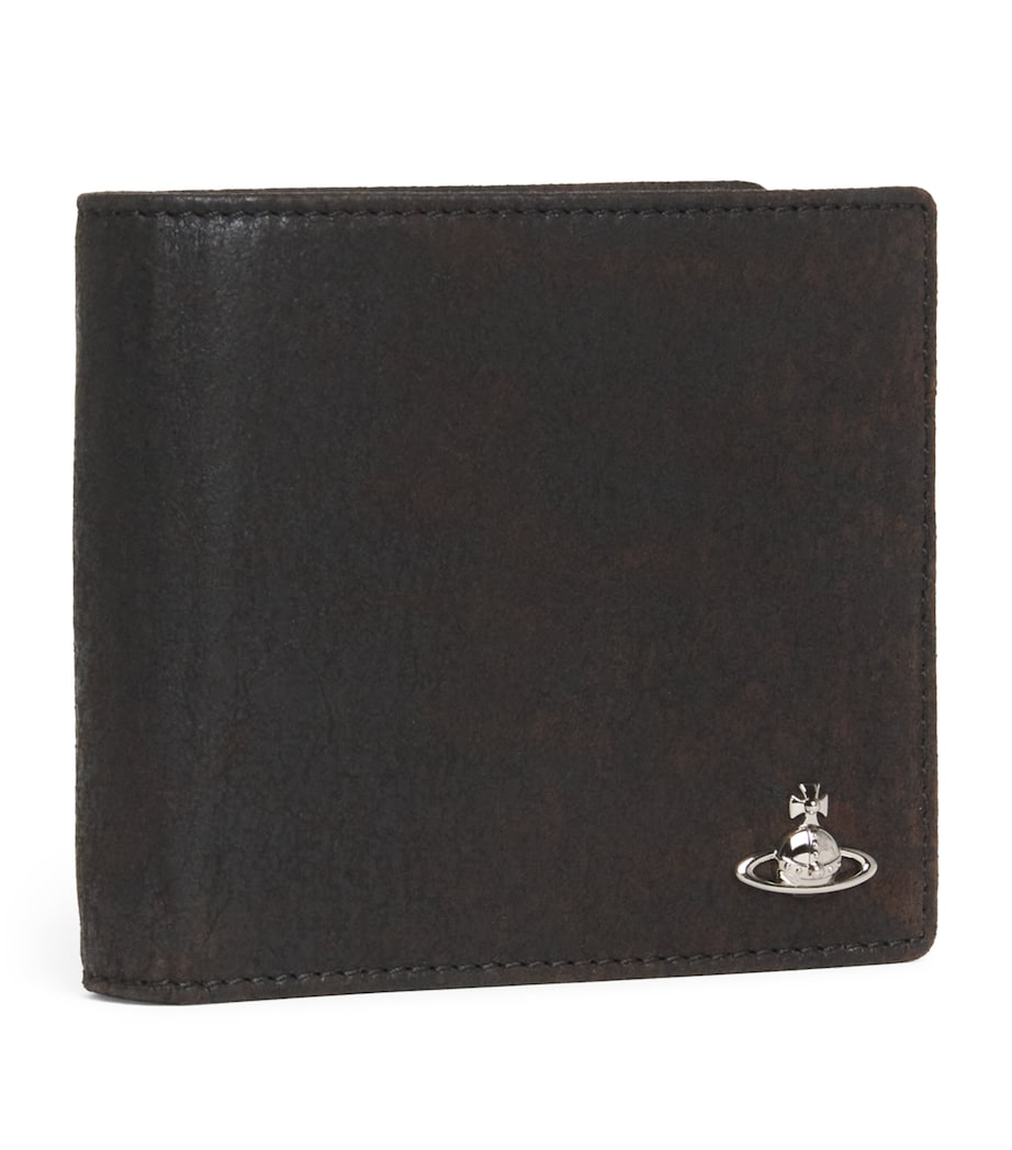Leather Logo Bifold Wallet D402 DARK BROWN Image 1