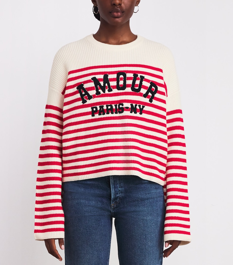 Wool-Blend Amour Sweater ECRU /RED Image 3