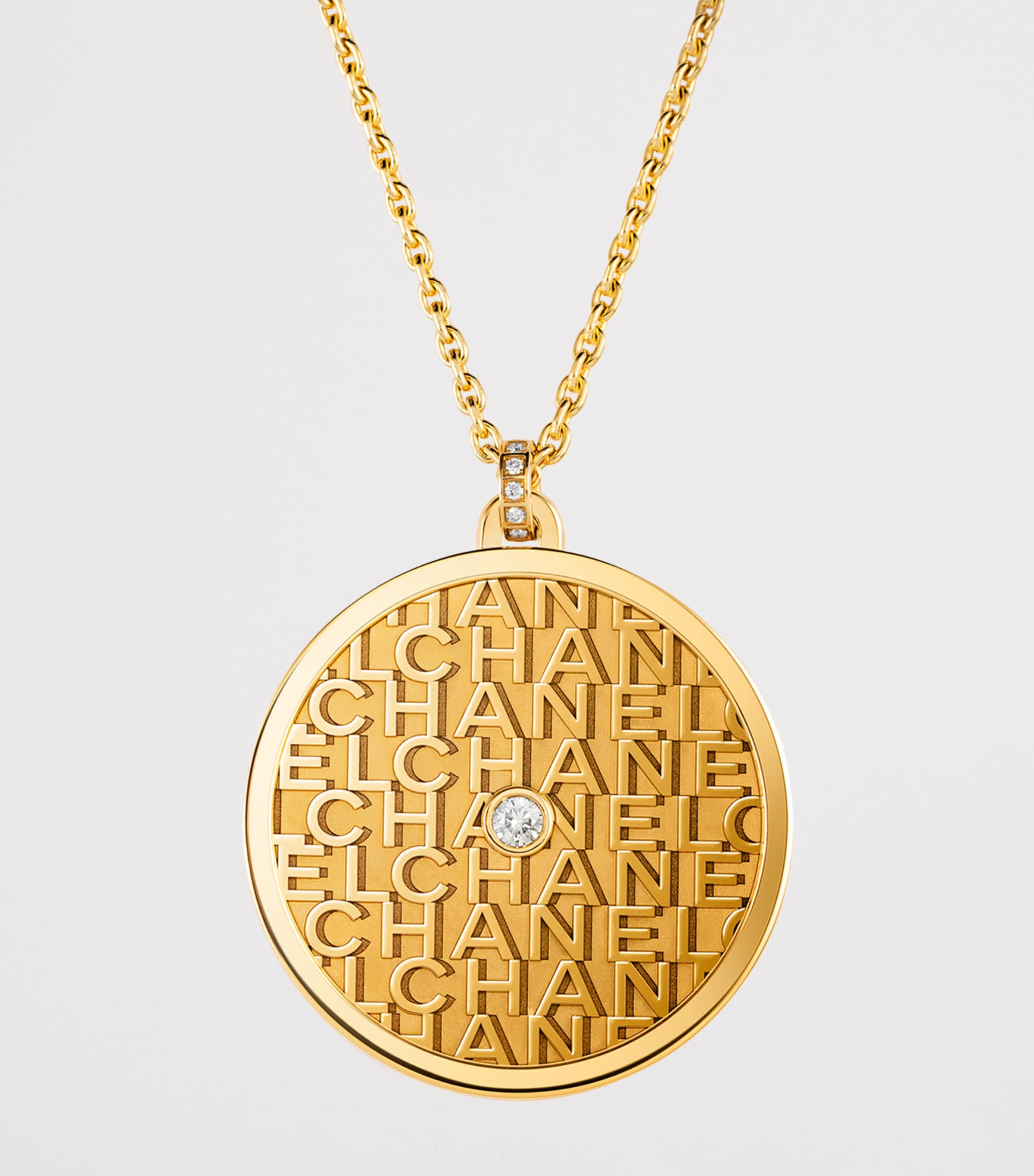 Yellow Gold, Diamond and Jade Reversible Symboles Medal Necklace YELLOW Image 4