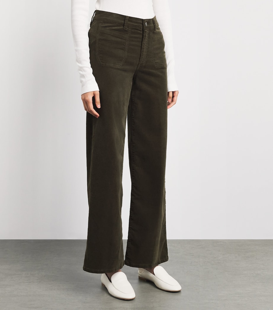 FRAME Womens Corduroy Le Slim Palazzo Wide-Leg Jeans Rich Military Image 4