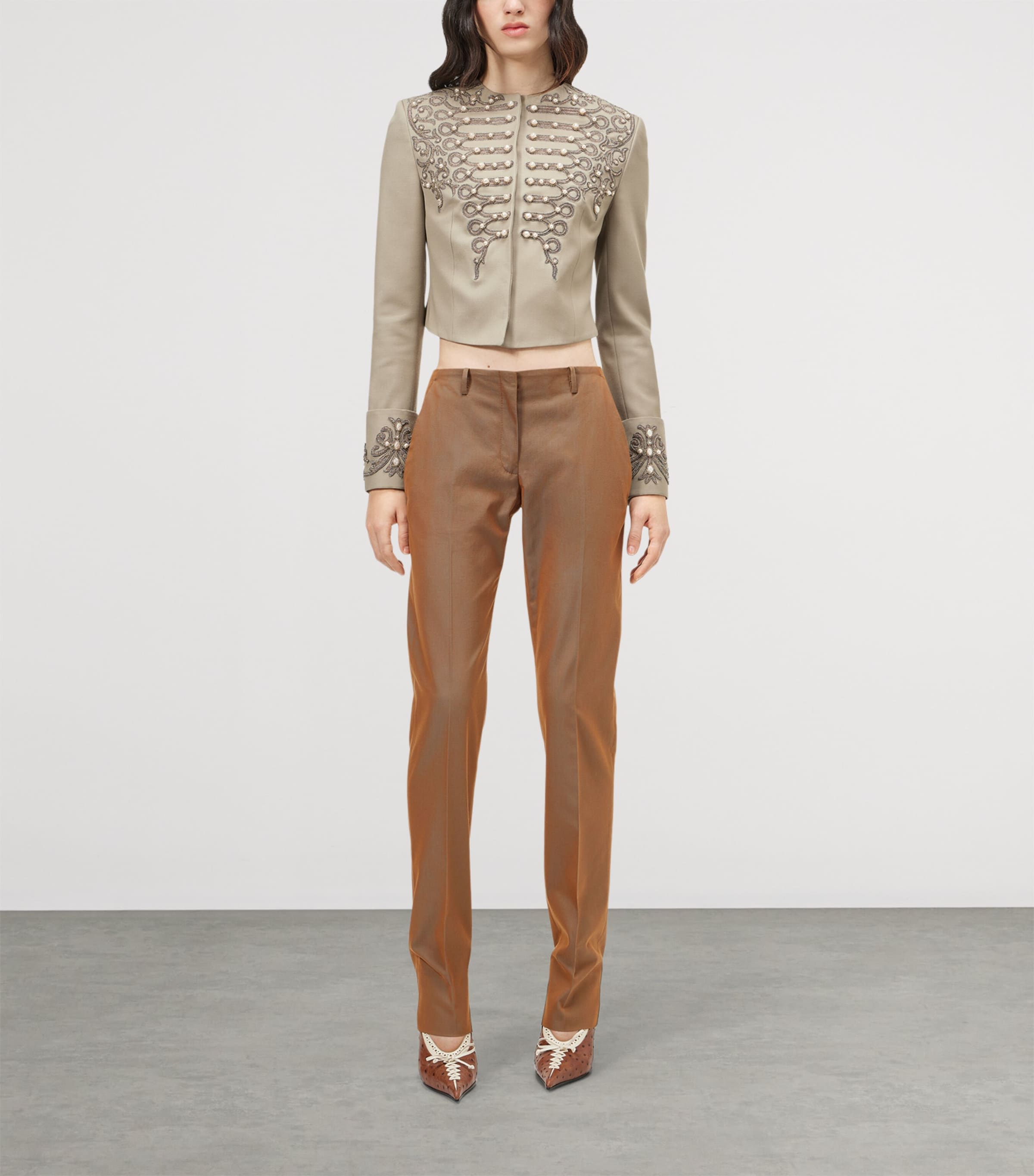 McQueen Womens Iridescent Bumster Trousers Image 2