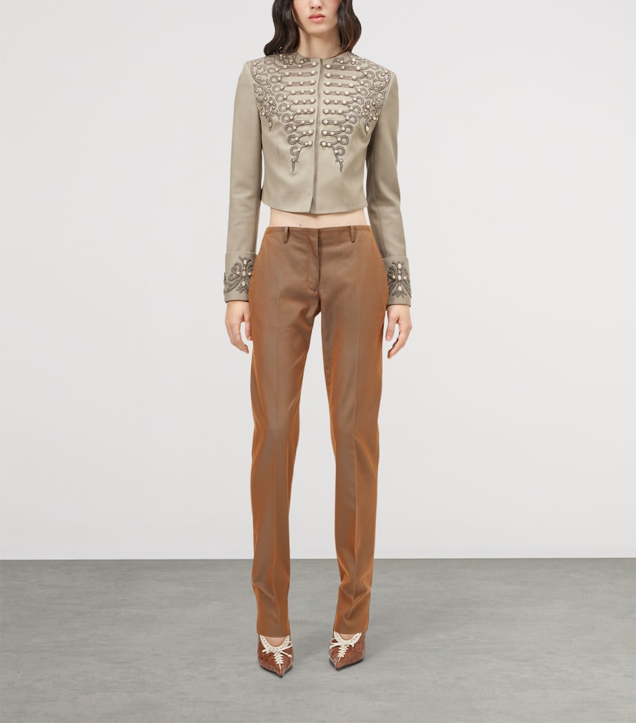 McQueen Womens Iridescent Bumster Trousers Image 2