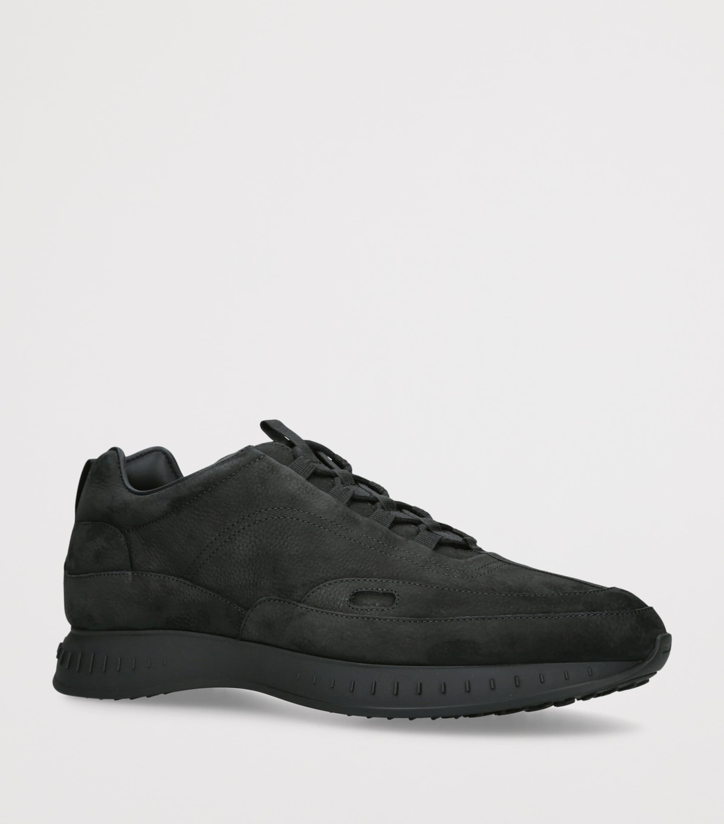 John Lobb Nubuck Leather Stream Sneakers Black Image 3
