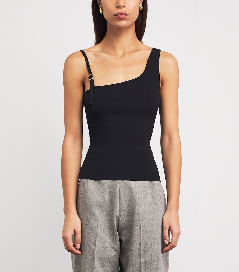 Sandro Paris Womens Knitted Asymmetric Tank Top Black Image 4