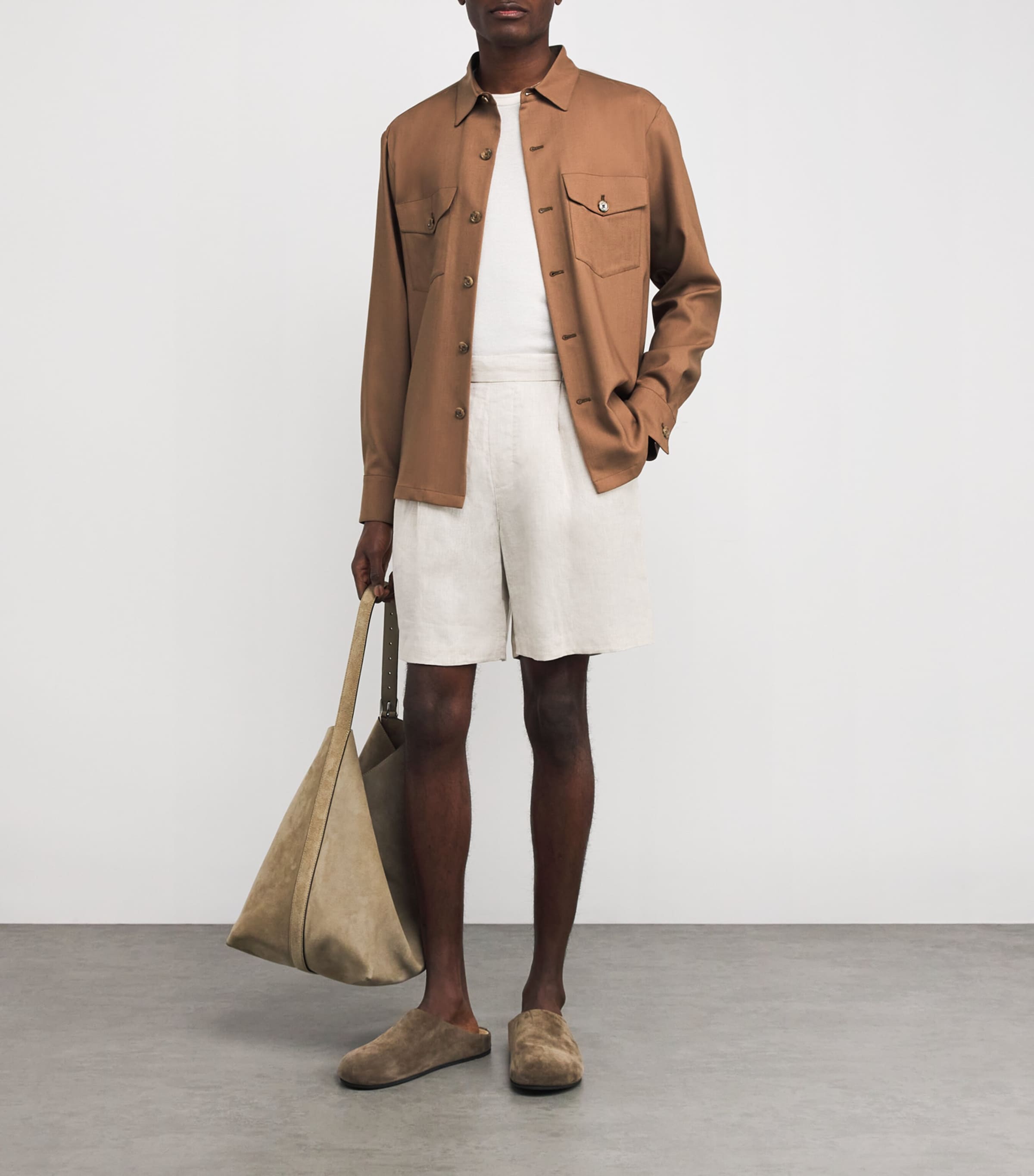 Colombo Mens Cashmere Overshirt Brown Image 2