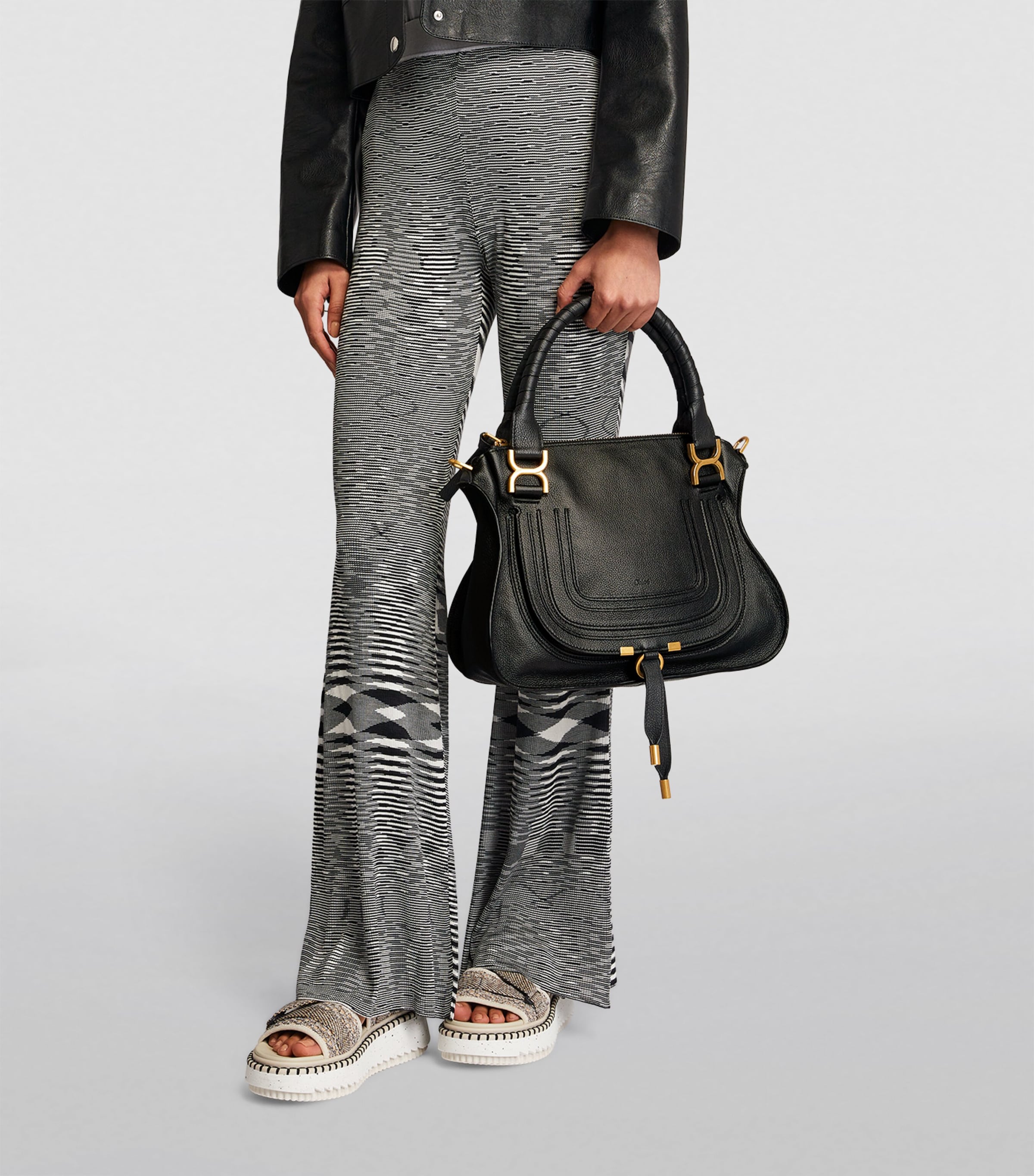 Leather Marcie Top-Handle Bag CARRY BLACK Image 4