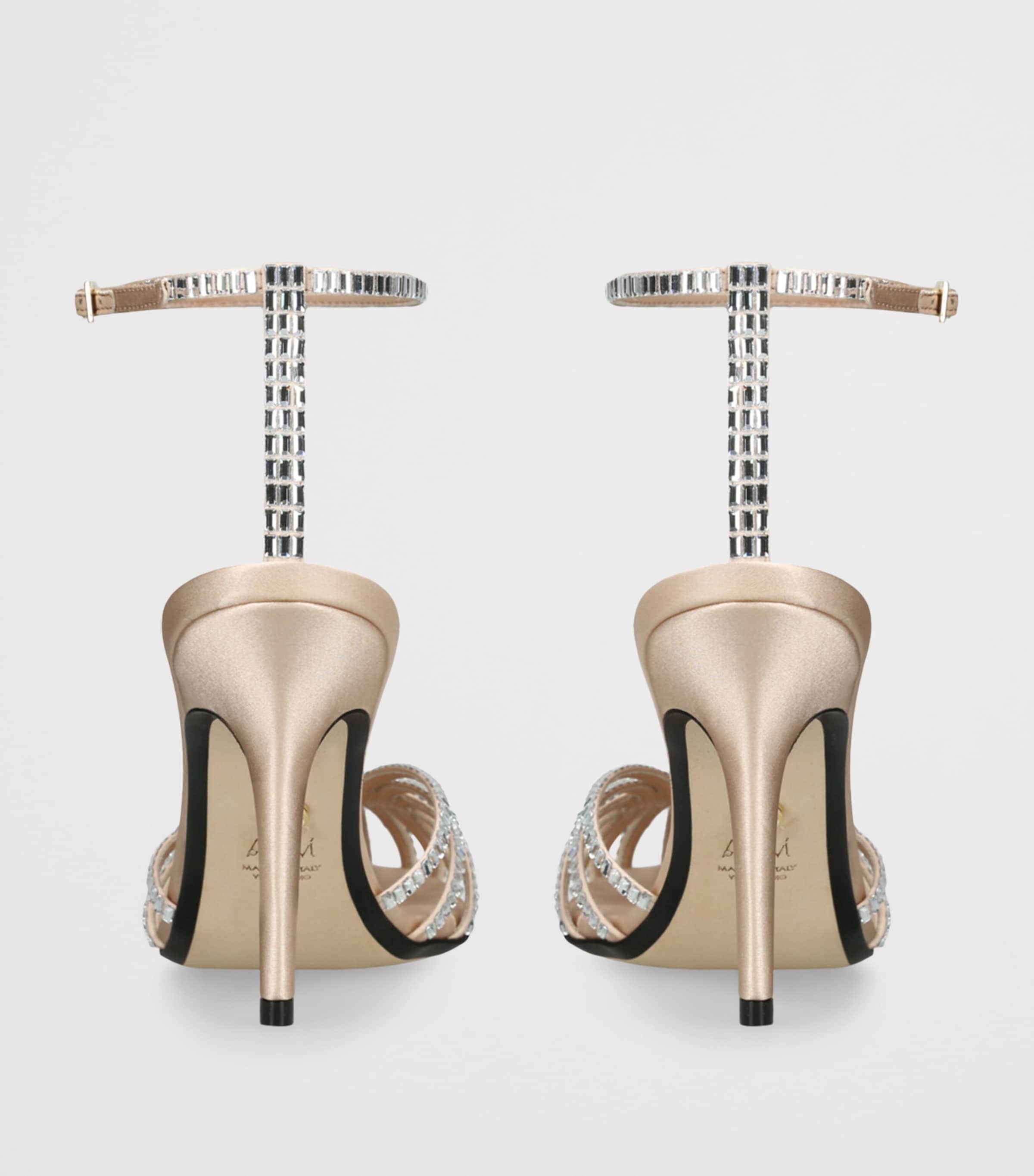 Alevì Satin Penelope Xtal Heeled Sandals 95 Silver Com Image 2