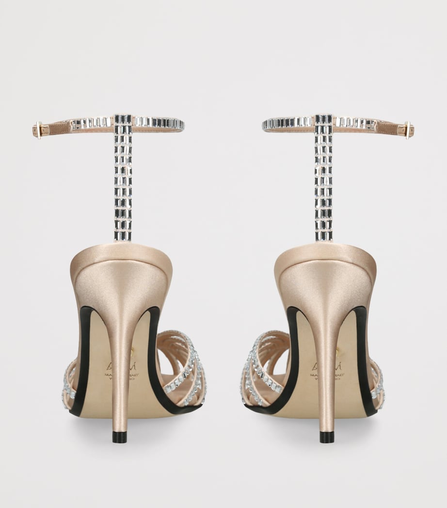 Alevì Satin Penelope Xtal Heeled Sandals 95 Silver Com Image 2