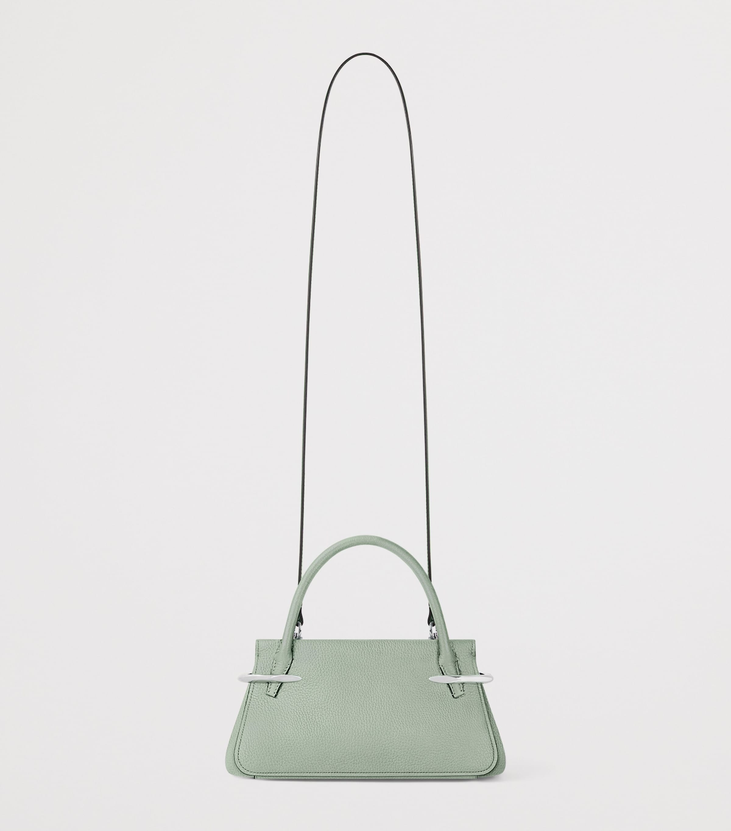 Mini Leather Pinch Top-Handle Bag GREYISH GREEN Image 3