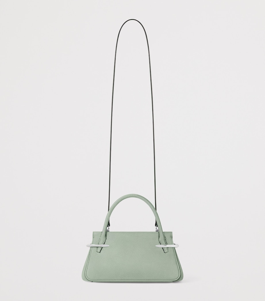 Mini Leather Pinch Top-Handle Bag GREYISH GREEN Image 3