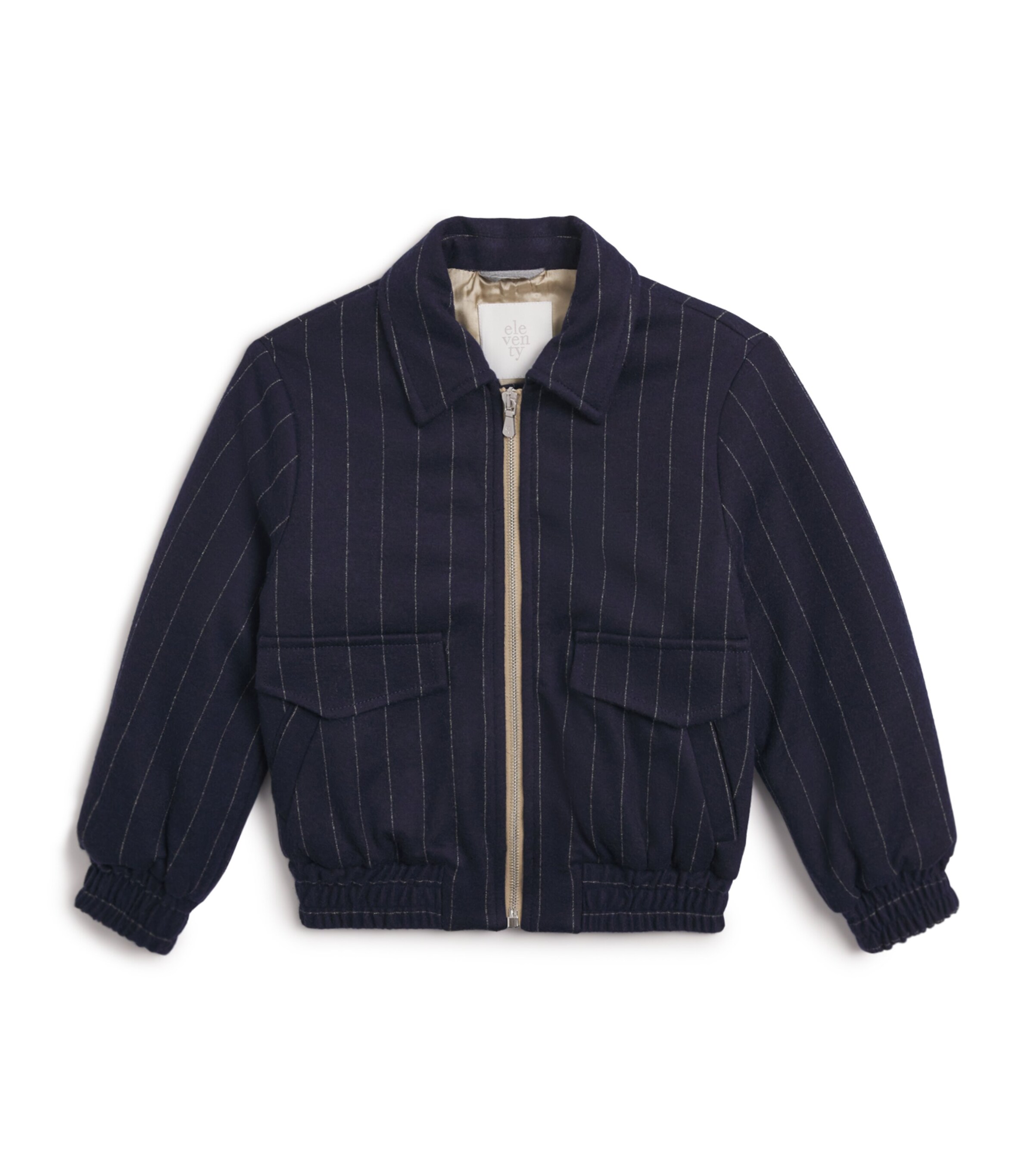 Pinstripe Harrington Bomber Jacket (2-16 Years) 625BGBLU/BEIGE Image 1