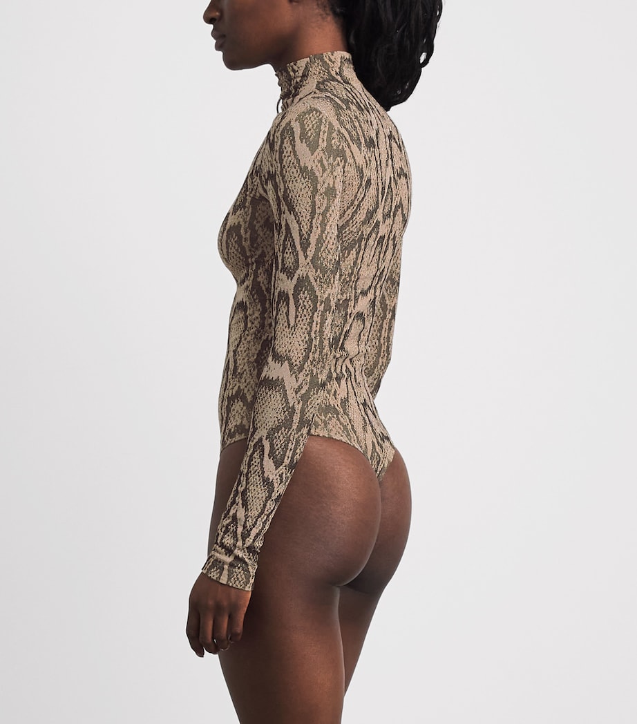 Wolford Womens Python Print High-Neck Bodysuit Desert Python Image 5