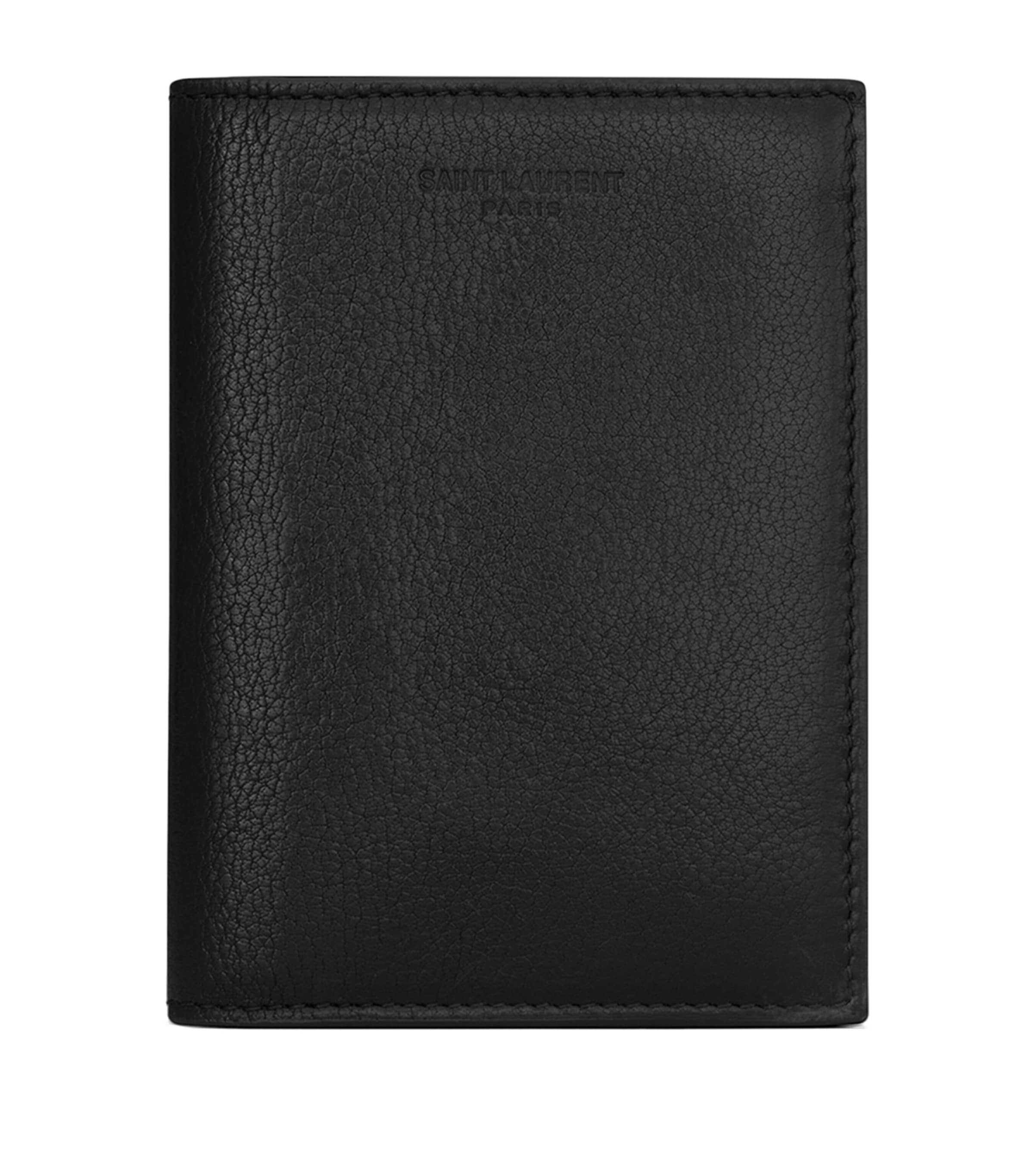 Saint Laurent Leather Vertical Wallet In Black