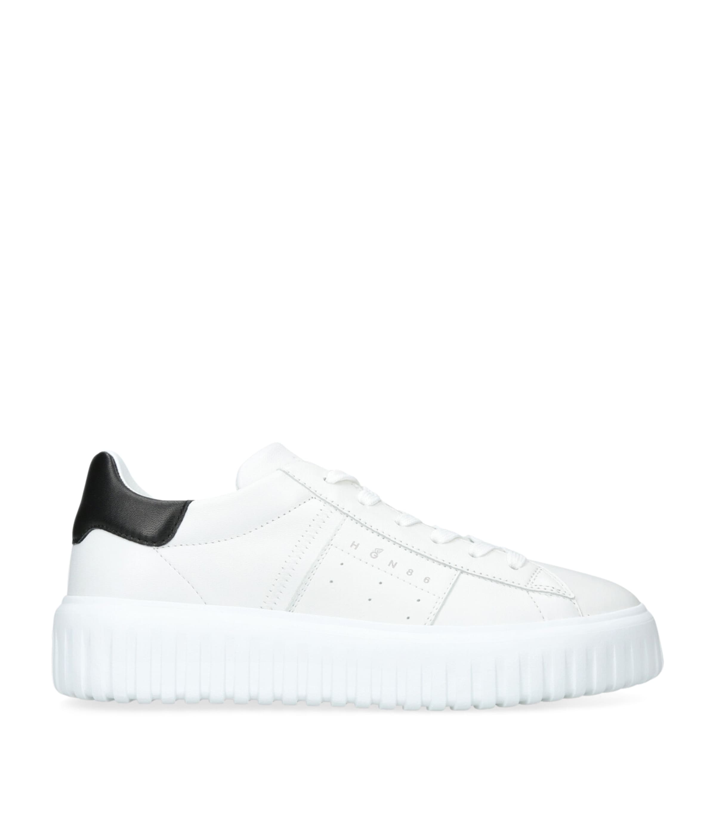 Leather H-Stripes Sneakers WHITE/BLK Image 1