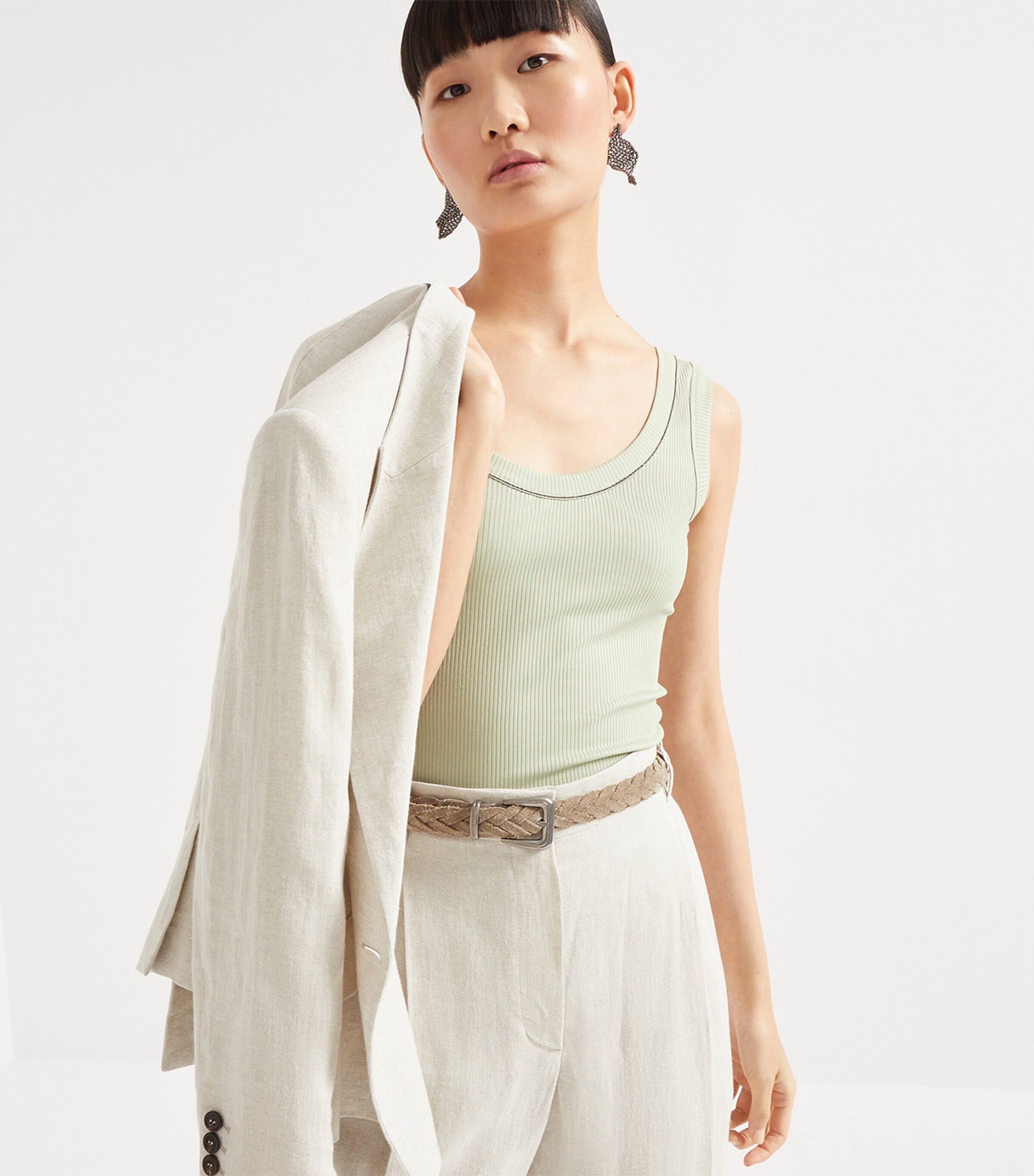 Tシャツ・カットソー BRUNELLO CUCINELLI Cashmere wool tank top Monili Brunello Cucinelli Tank top cashmere wool monili detail