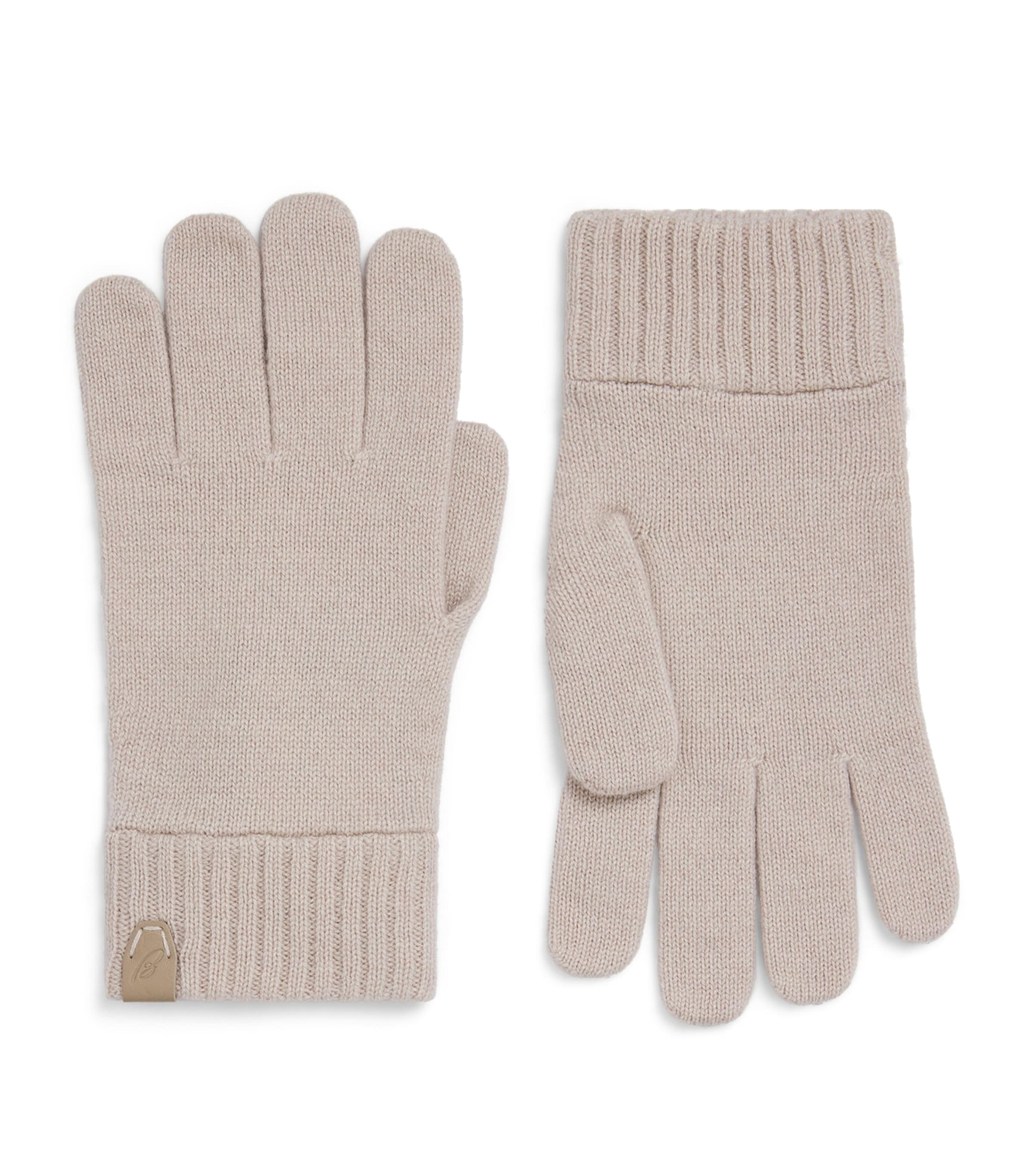 Brioni Cashmere Leather-detail Gloves In Nude