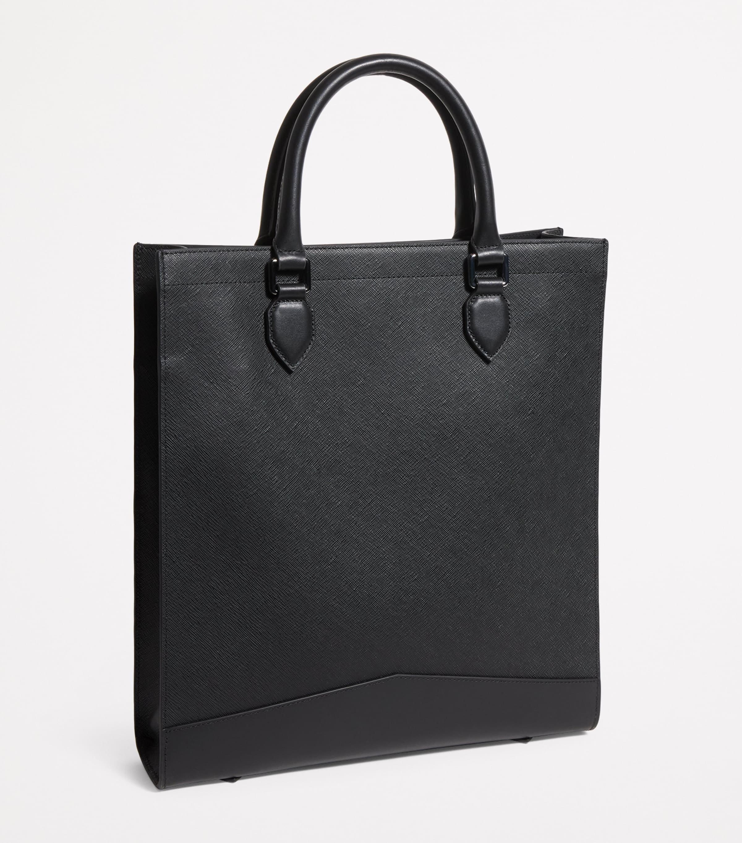 Saffiano Leather Tote Bag BLACK Image 3