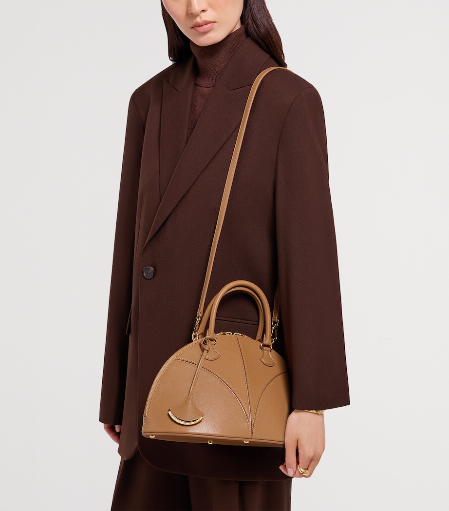 Medium Leather Marquise Top-Handle Bag BROWN Image 6