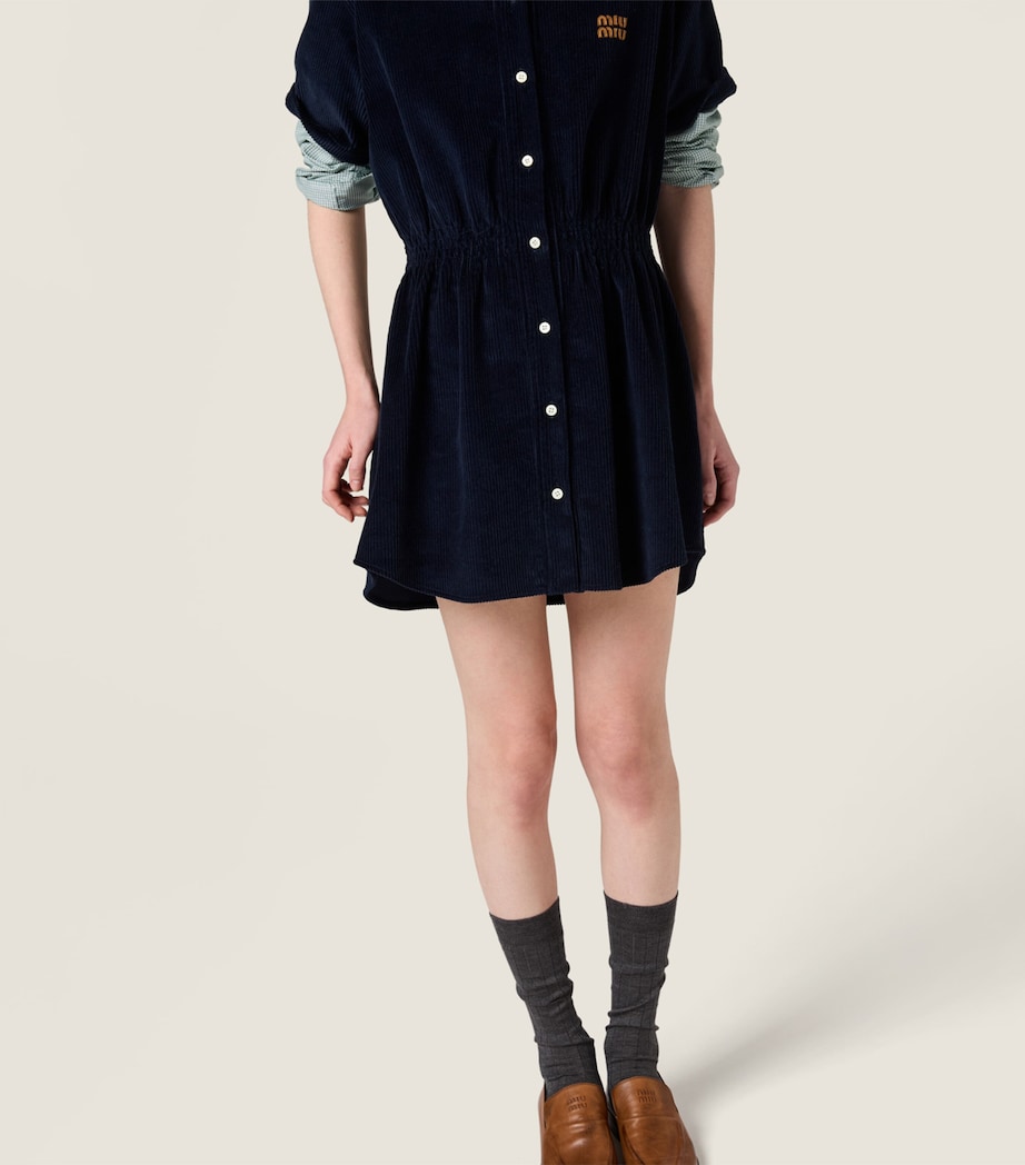 Miu Miu Womens Corduroy Mini Shirt Dress Image 5