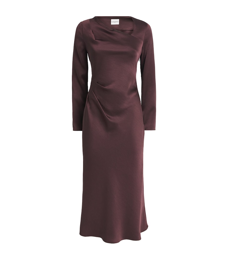 Satin Asymmetric Midi Dress AUBERGINE Image 1