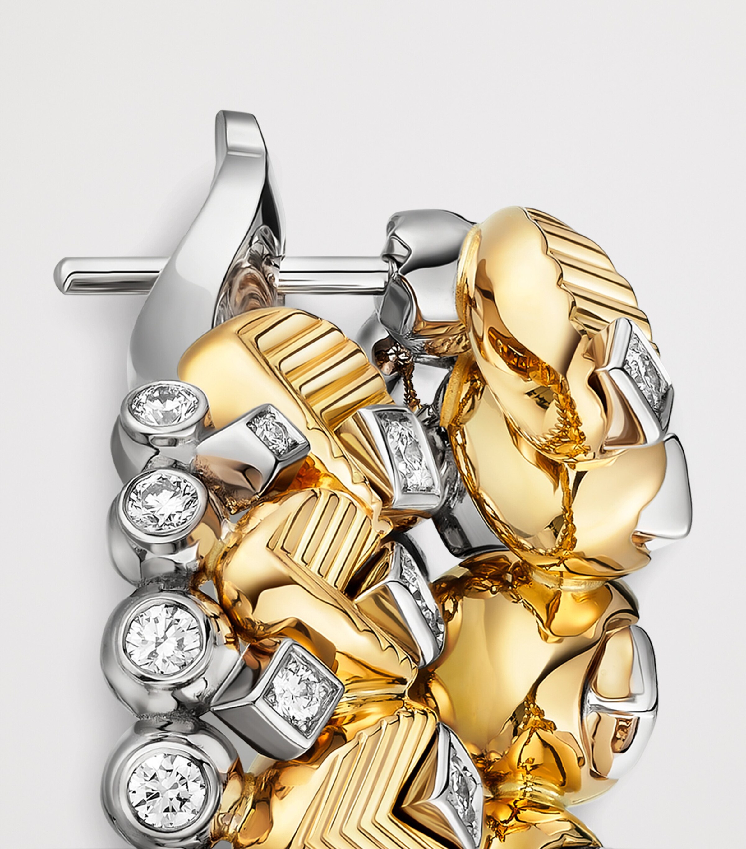 Yellow Gold, White Gold and Diamond Grain de Café Earrings YELLOW GOLD Image 3