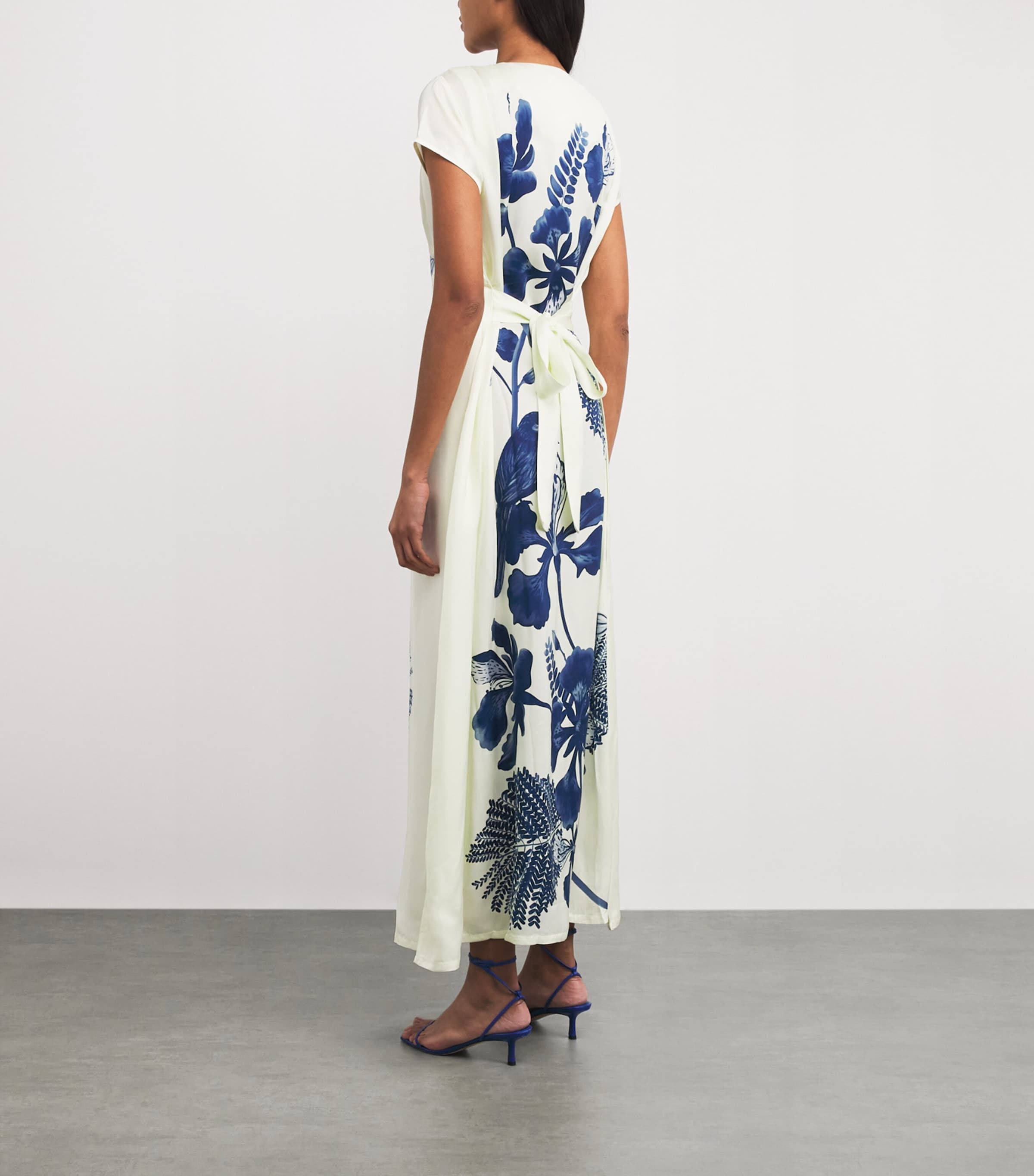 Floral Print Gulmohair Maxi Kaftan Dress IVORY/NAVY Image 3
