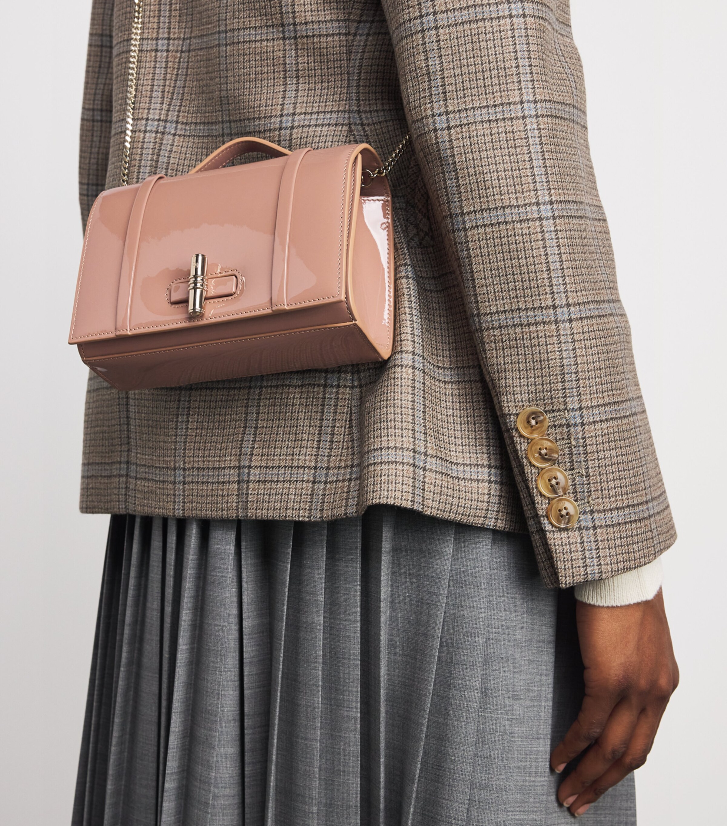 Malone Souliers Small Patent Leather May Top-Handle Bag Dove Image 2