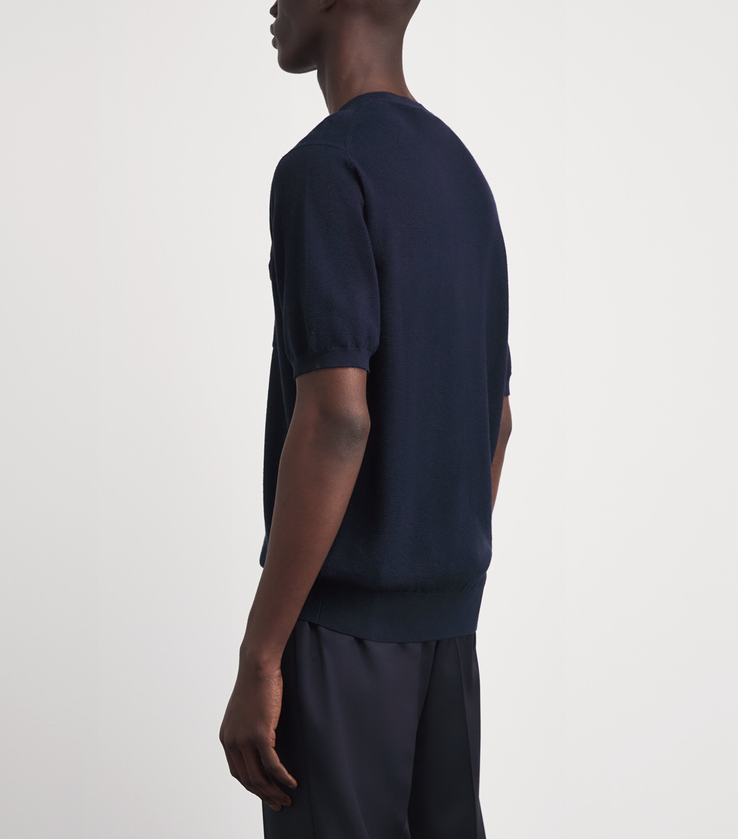 Ralph Lauren Purple Label Mens Silk-Cotton-Blend T-Shirt Clssic Chairman Navy Image 5