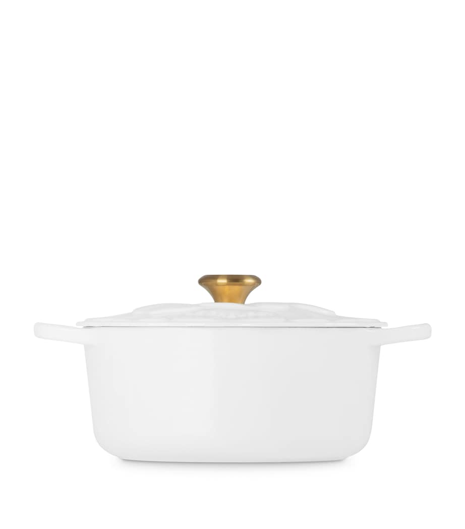 Le Creuset Cast Iron Petal Casserole Dish (26cm) White Image 3